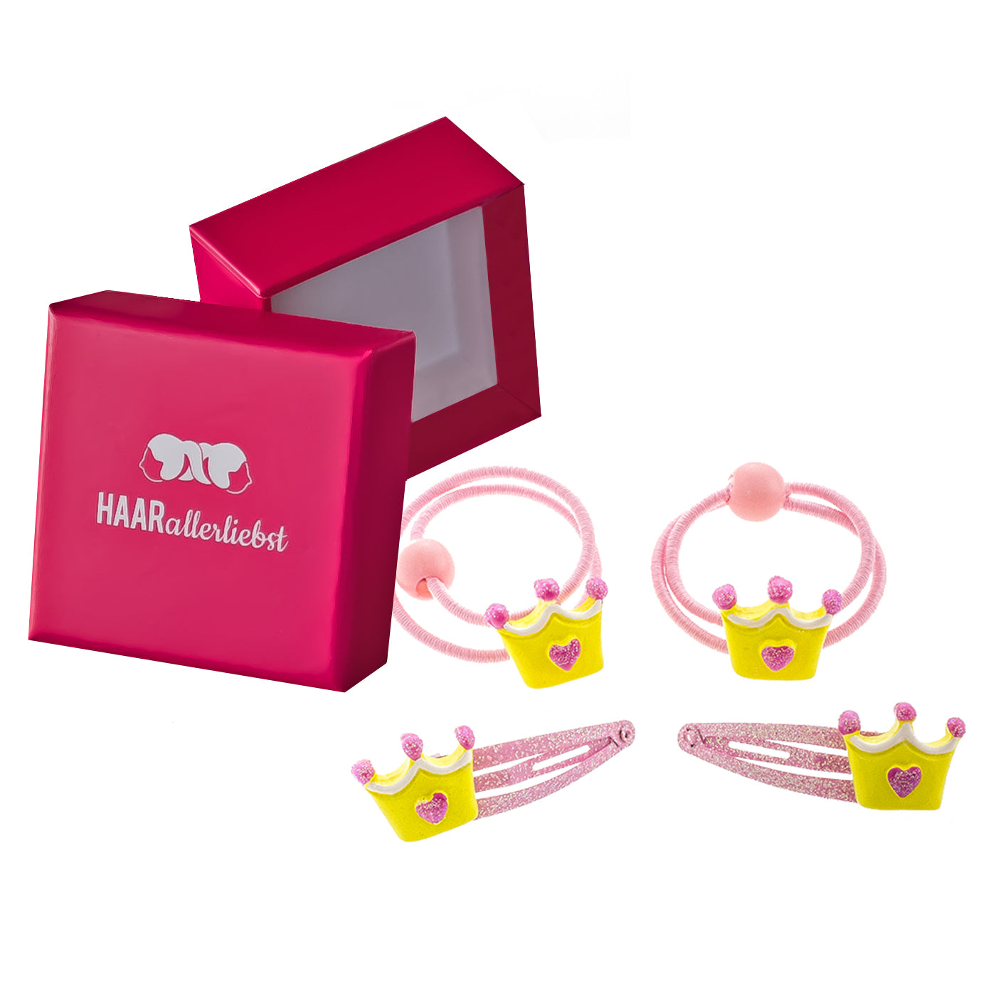 Haarschmuck Set Kronen (rosa | 4 Stück) - HAARallerliebst