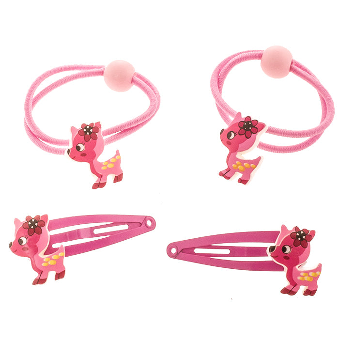 Haargummis und Haarspangen Kinder Set Bambi (pink | 4 Stück) - HAARallerliebst
