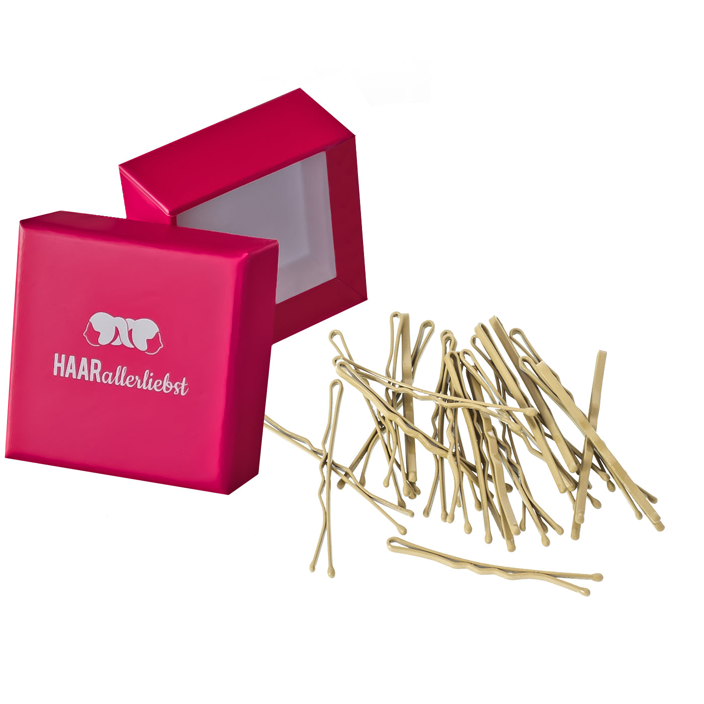 Bobby Pins MORE GRIP (beige | 24 Stück | 5cm | Anti Rutsch Beschichtung) pinke Box - HAARallerliebst