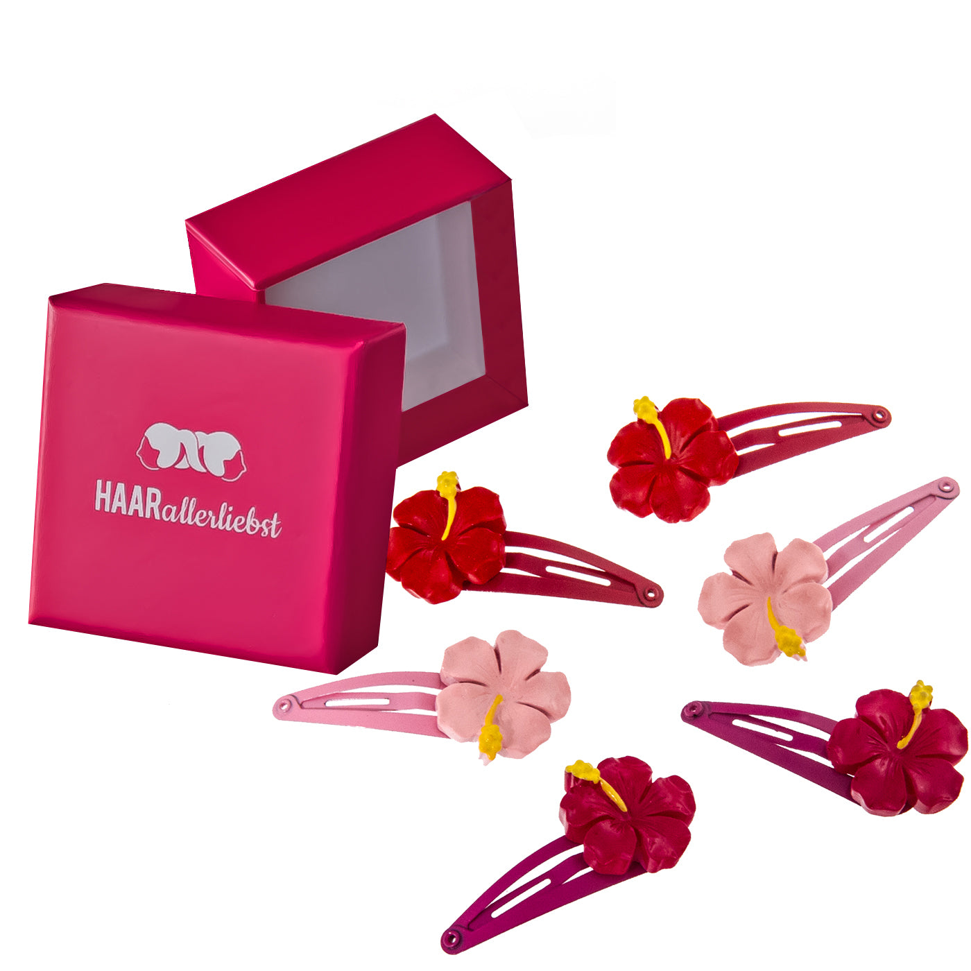 Haarspangen Set Orchideen (rosa rot | 6 Stück) - HAARallerliebst