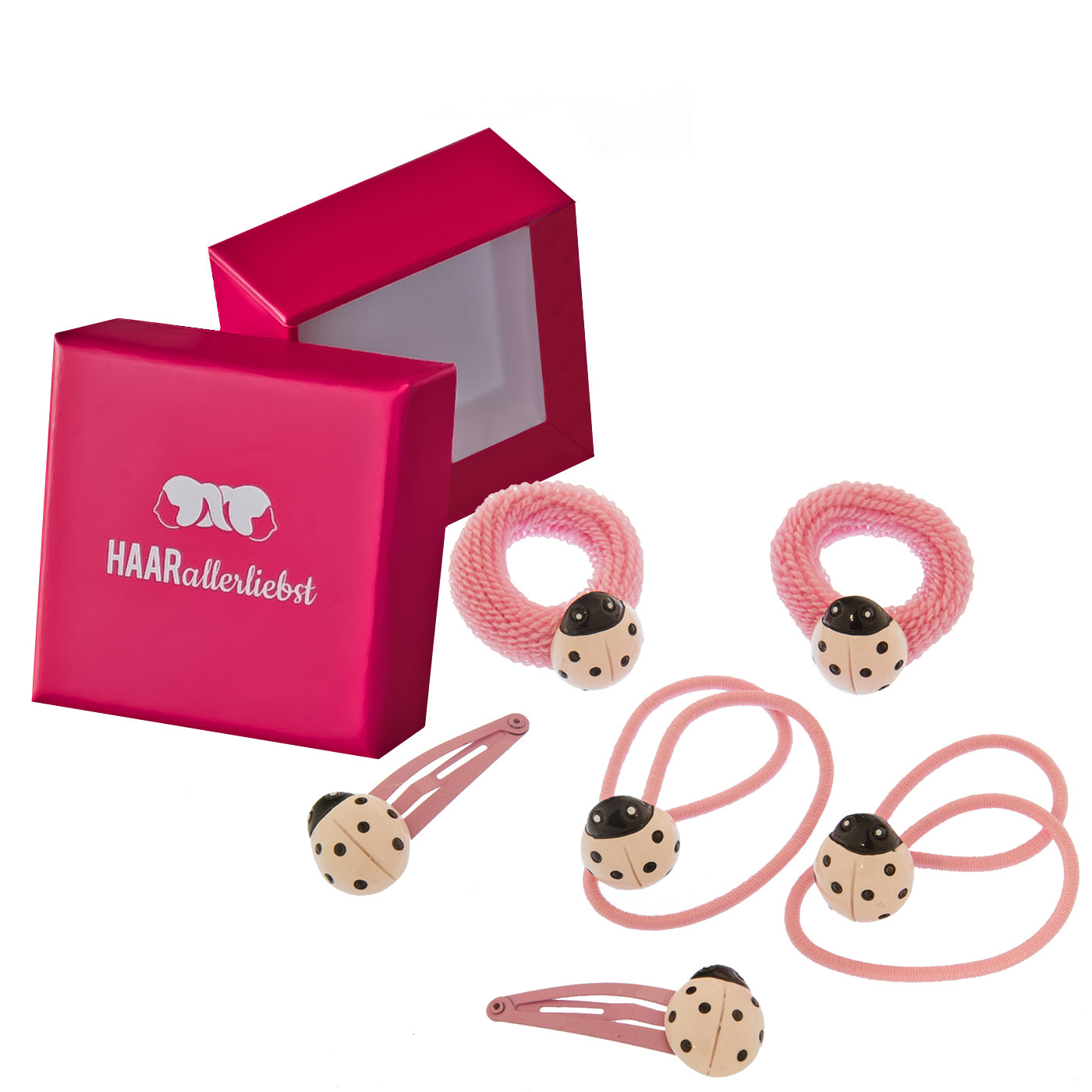 Haarschmuck Set Marienkäfer (rosa | 6 Stück) - HAARallerliebst