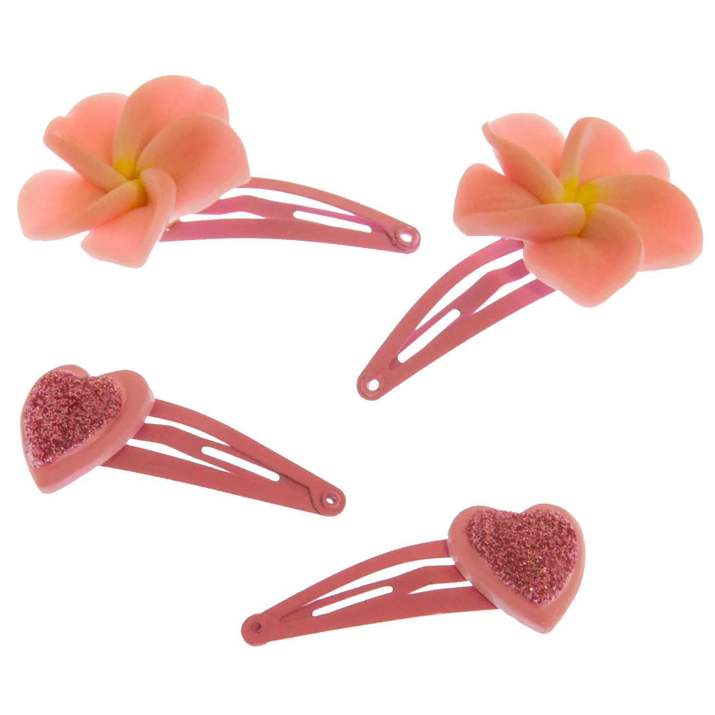 Haarspangen Blumen und Herzen (rosa | 4 Stück) - HAARallerliebst