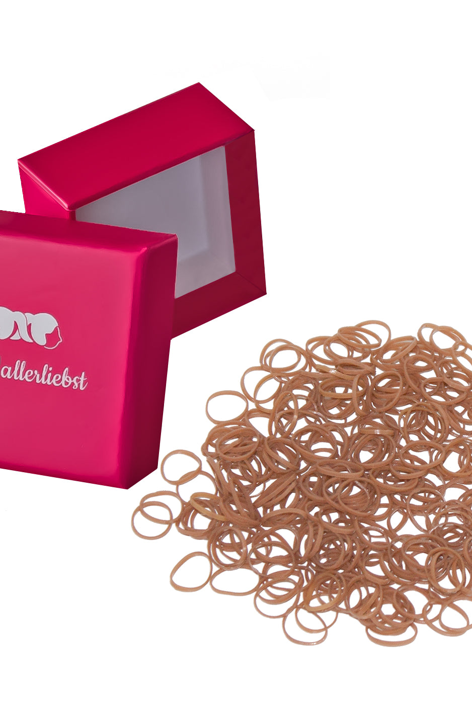 Mini Haargummis (250 Stück | beige | 1cm) pinke Box - HAARallerliebst