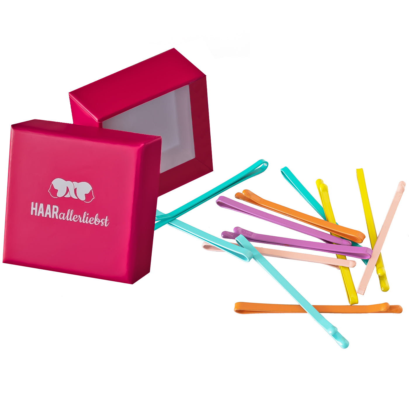 Bobby Pins extra breit (12 Stück | bunt | 2,5mm breit) pinke Box - HAARallerliebst