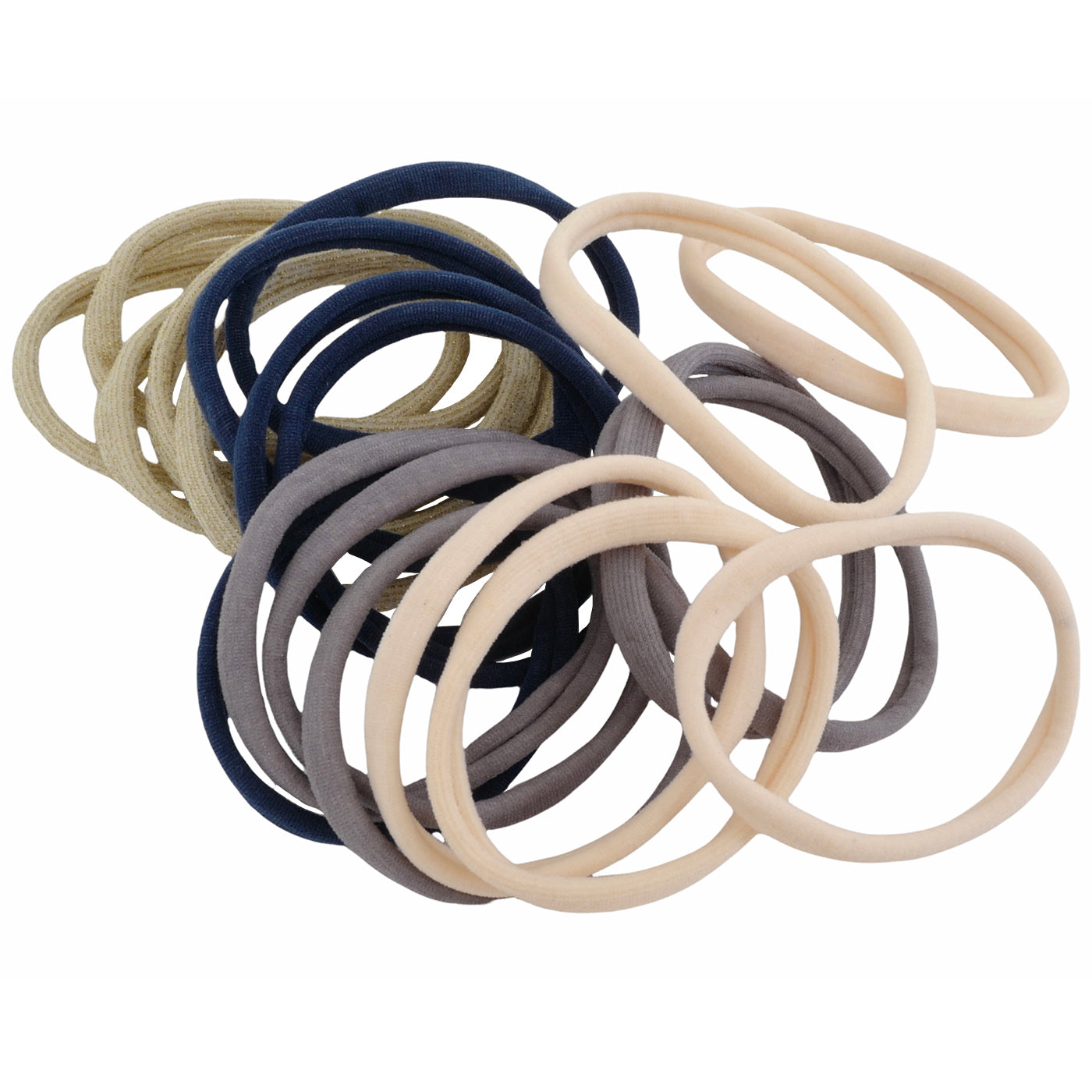 Haarschonende Haargummis (hautfarbe, grau, blau, gold | 20 Stück | 5cm) - HAARallerliebst