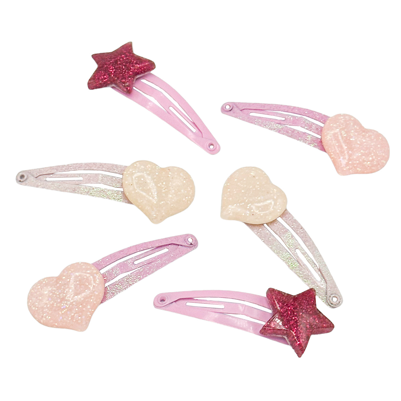 Haarspangen Set Sterne und Herzen (glitzernd | 6 Stück) - HAARallerliebst