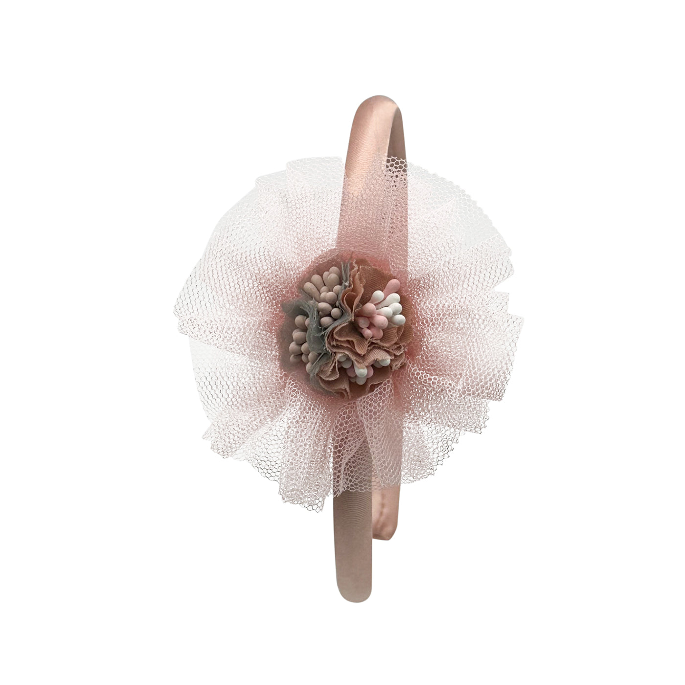 Haarreif (große Tüll Blume mit Perlen | rosa) - HAARallerliebst