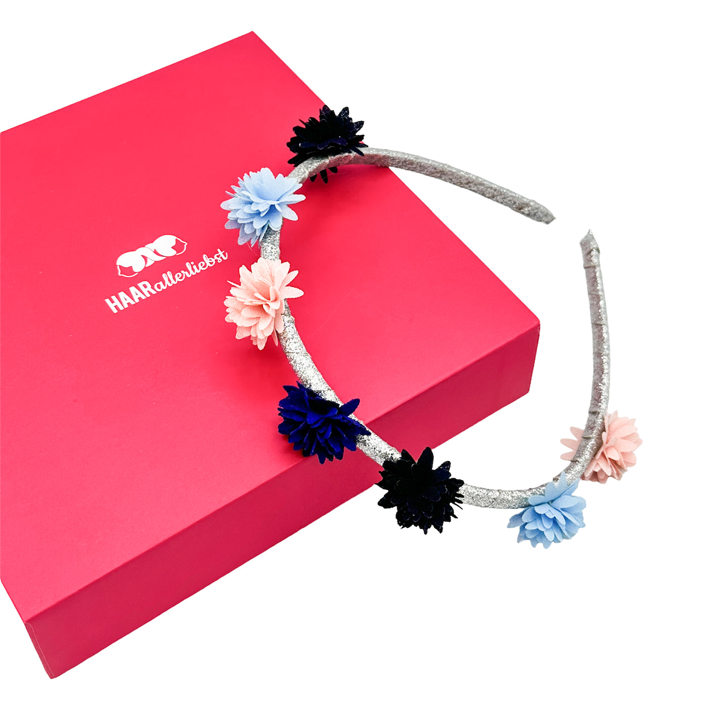 Haarreif (kleine Blumen | silber rosa blau) - HAARallerliebst