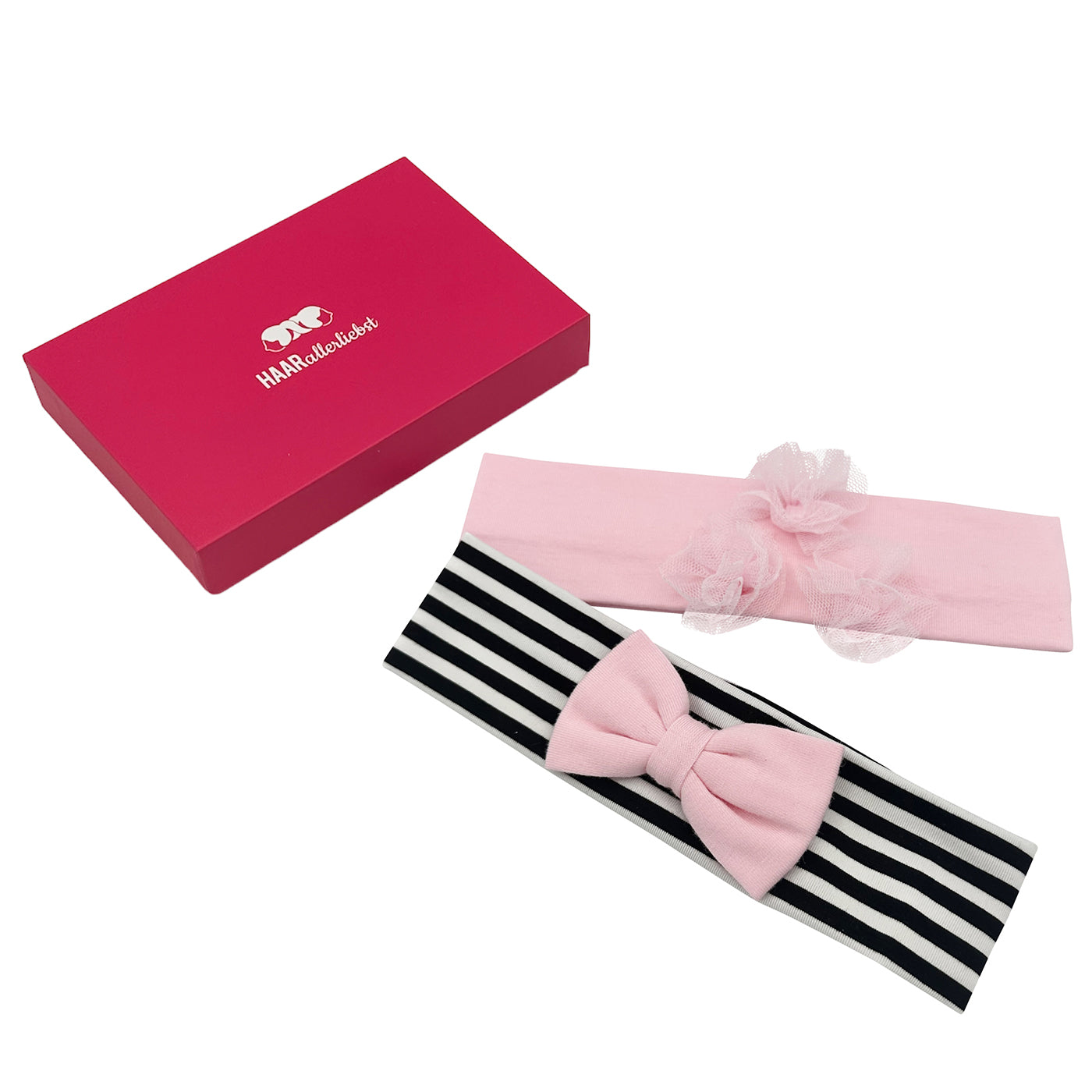 Haarbänder (schwarz weiss rosa | 36cm) - HAARallerliebst