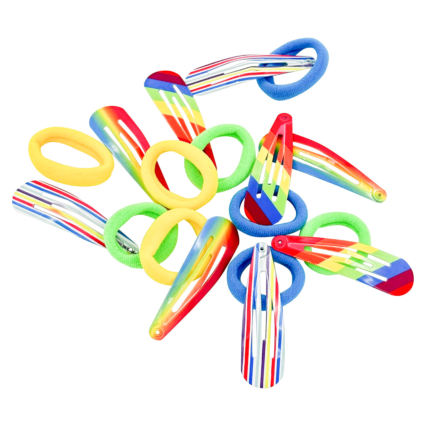 Haargummis und Haarspangen Regenbogen (18 Stück) - HAARallerliebst