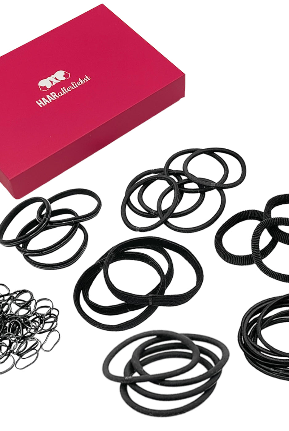 Haargummi Test Set (schwarz | 78 Stück | 7 Sorten) - HAARallerliebst