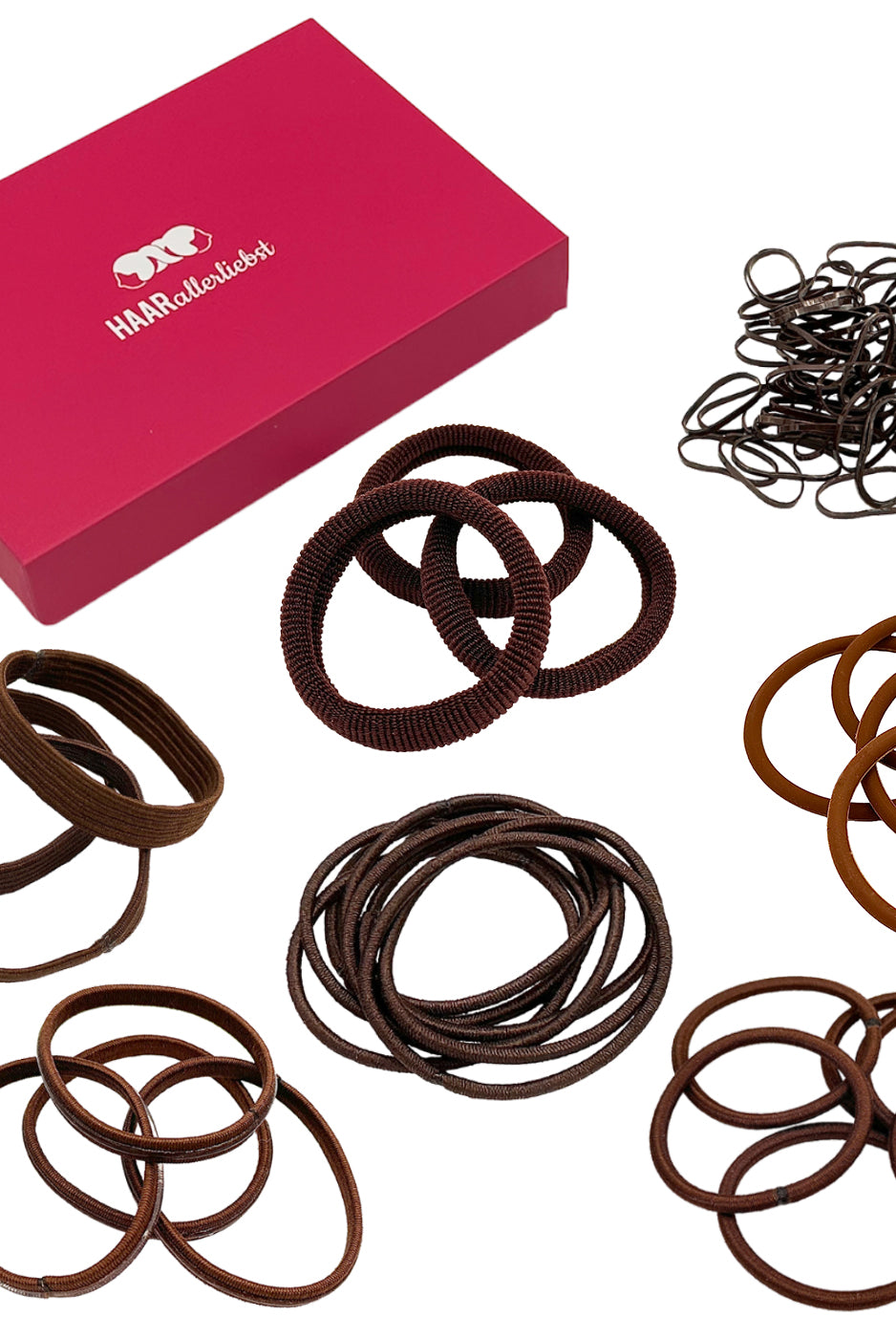 Haargummi Test Set (braun | 78 Stück | 7 Sorten) - HAARallerliebst