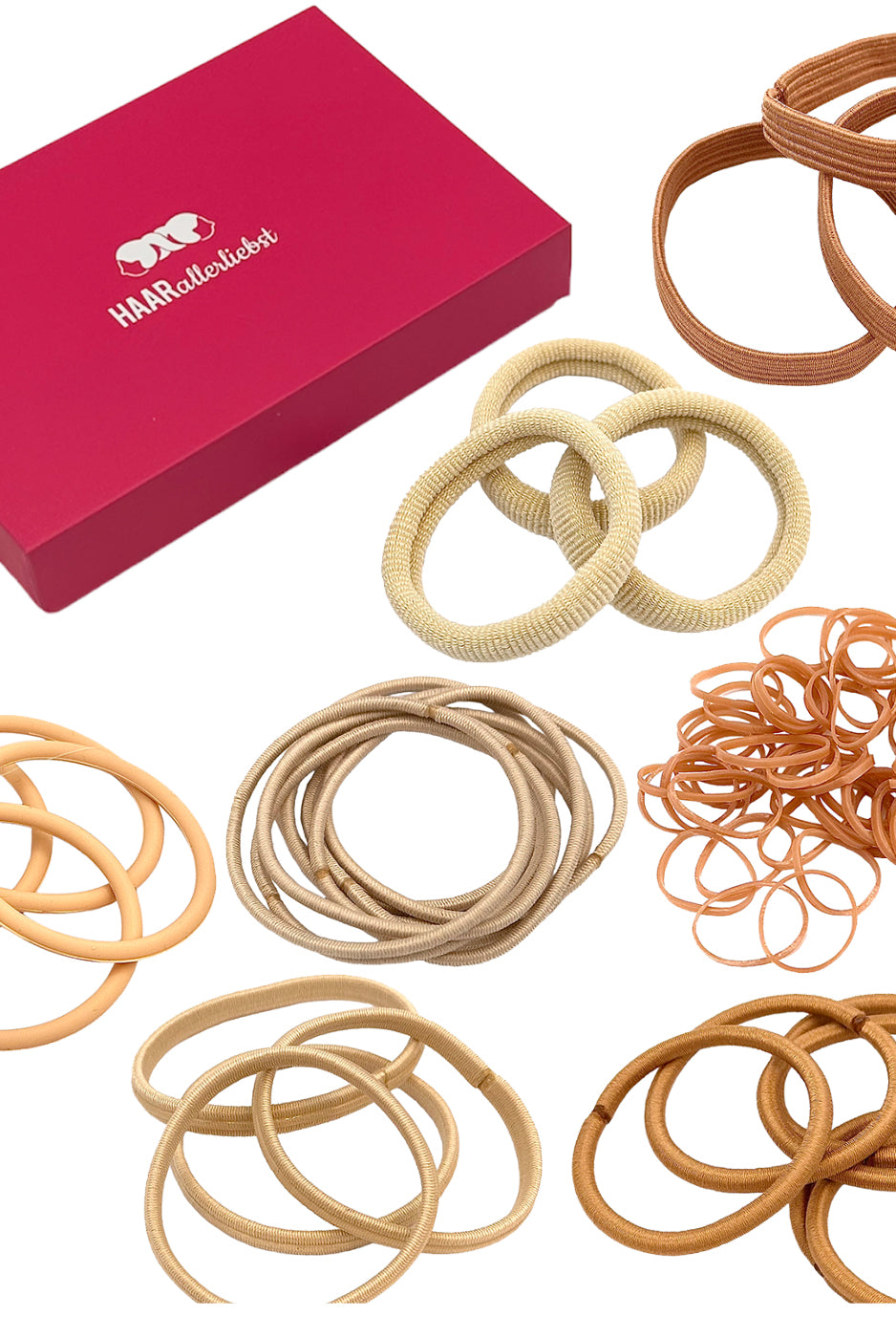 Haargummi Test Set (beige | 78 Stück | 7 Sorten) - HAARallerliebst