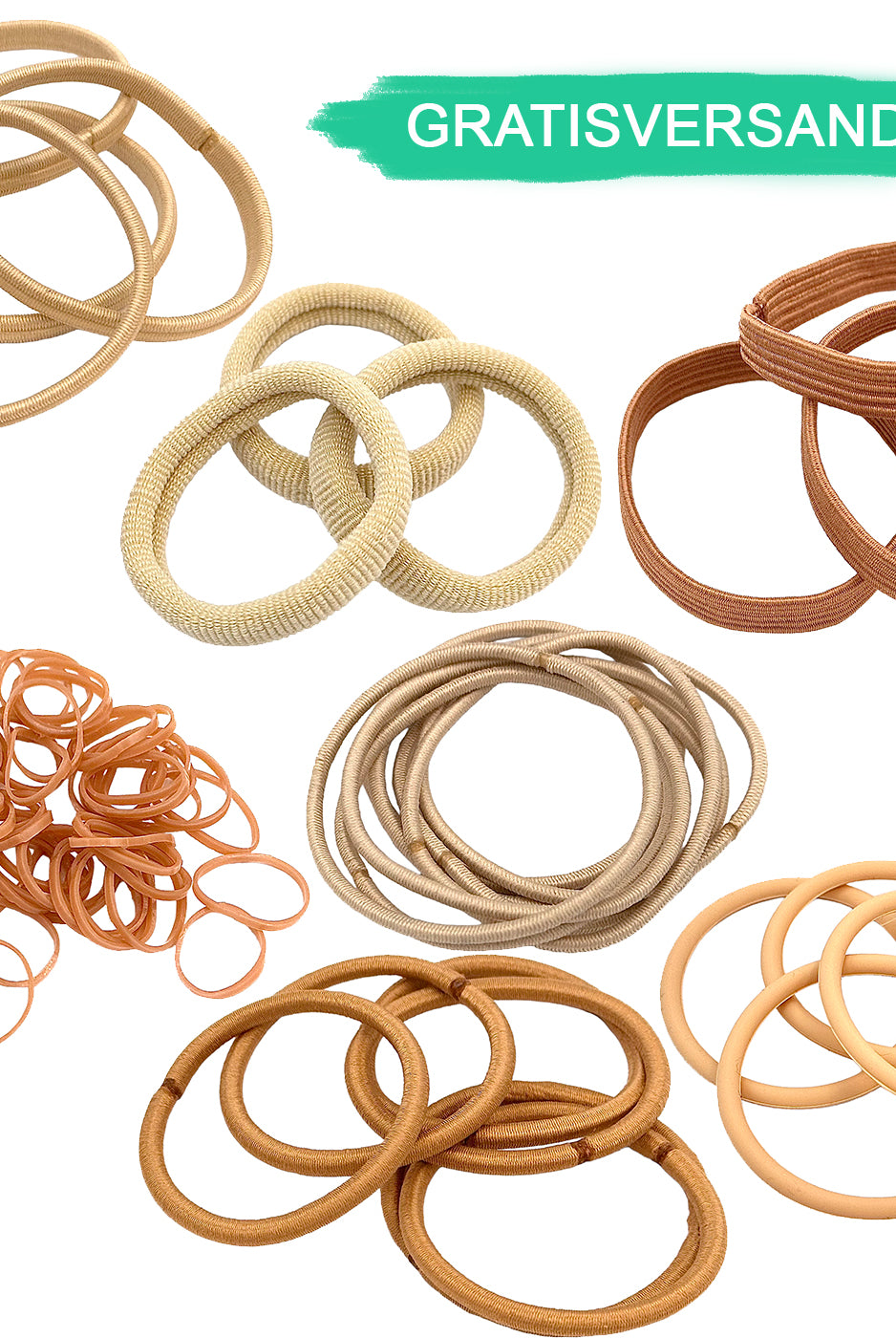 Haargummi Test Set (beige | 78 Stück | 7 Sorten) - HAARallerliebst