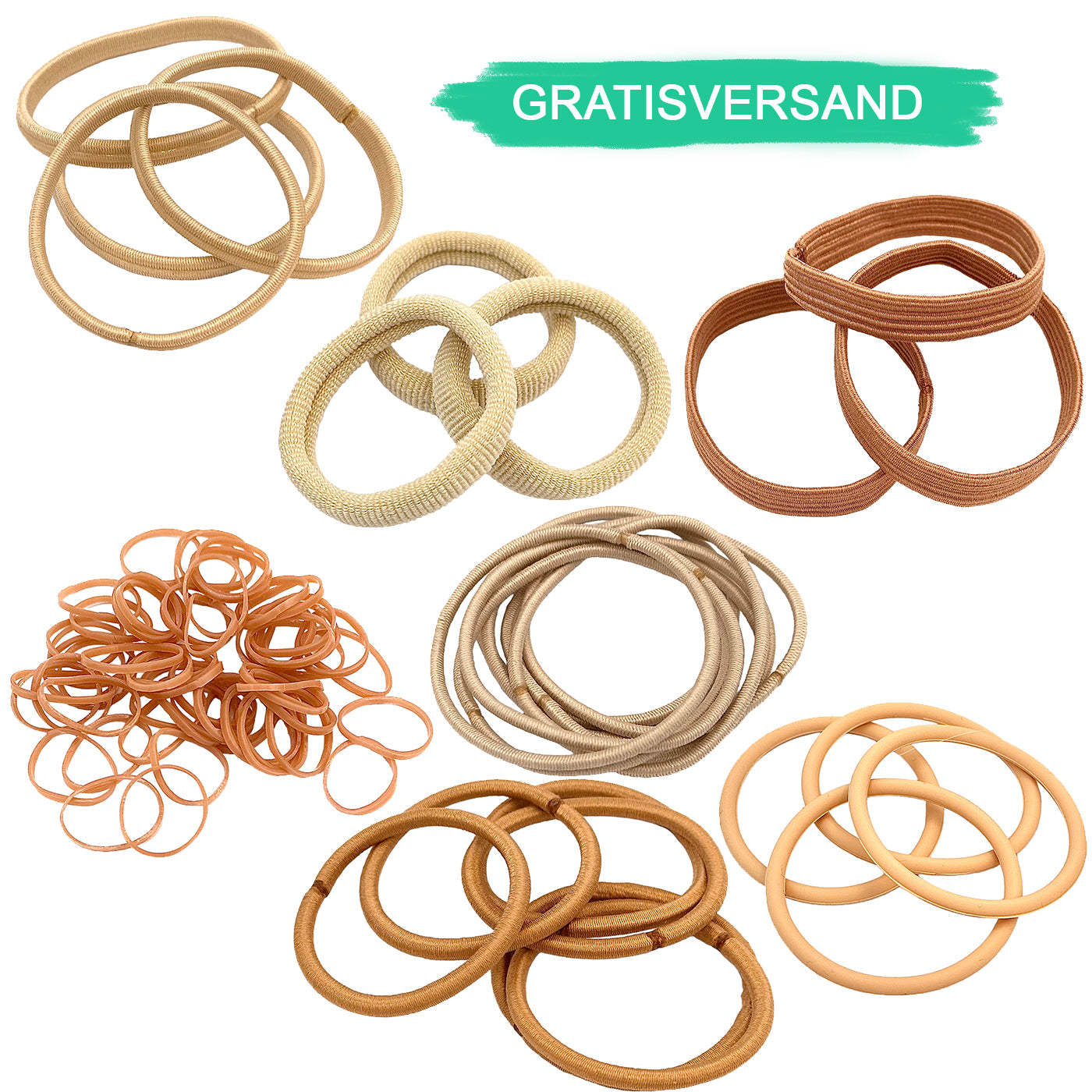 Haargummi Test Set (beige | 78 Stück | 7 Sorten) - HAARallerliebst