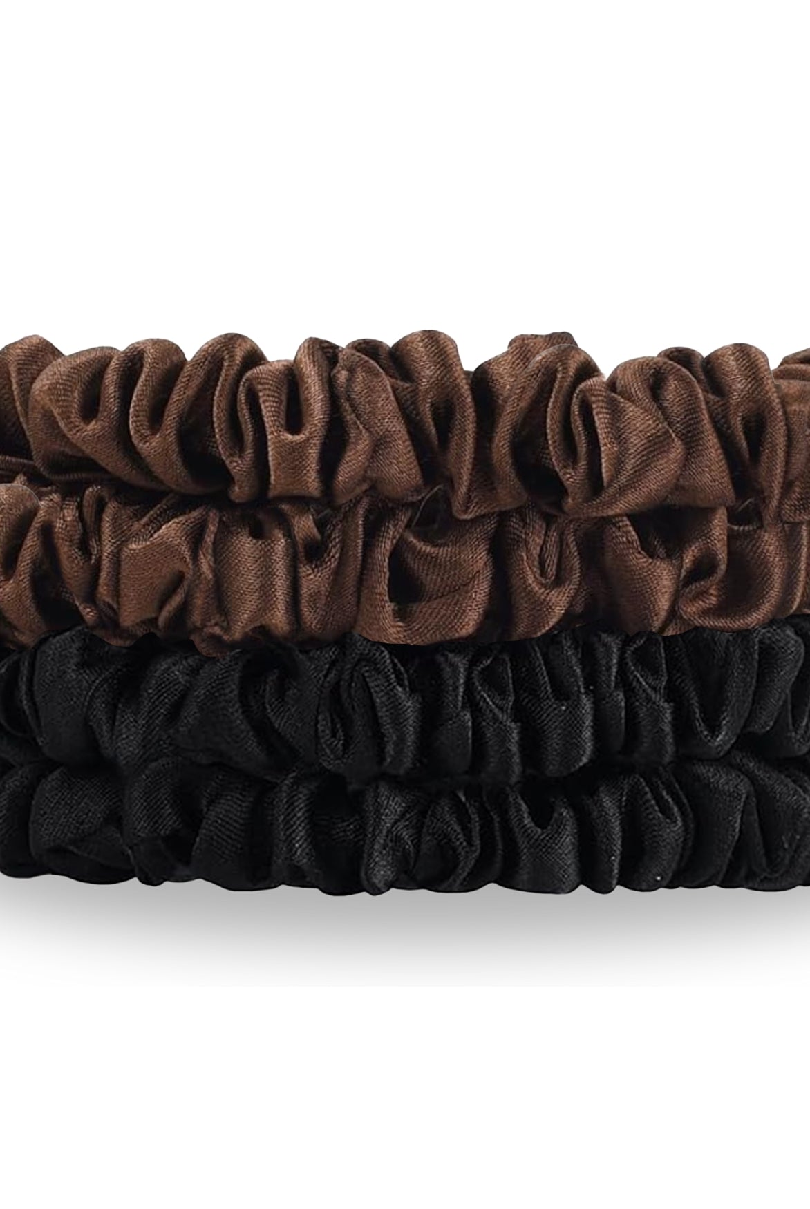 Seiden Scrunchies braun schwarz (dünn | 4 Stück) - HAARallerliebst