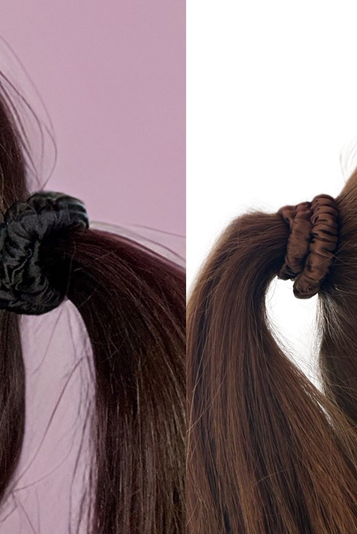 Seiden Scrunchies braun schwarz (dünn | 4 Stück) - HAARallerliebst