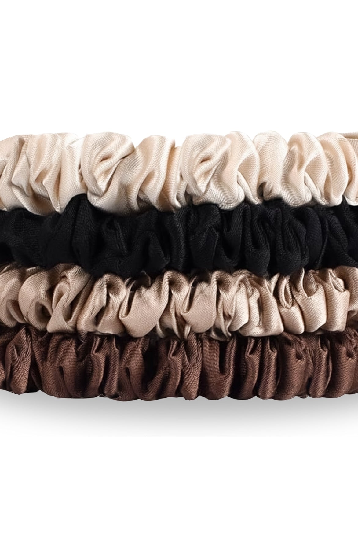 Seiden Scrunchies braun schwarz beige (dünn | 4 Stück) - HAARallerliebst