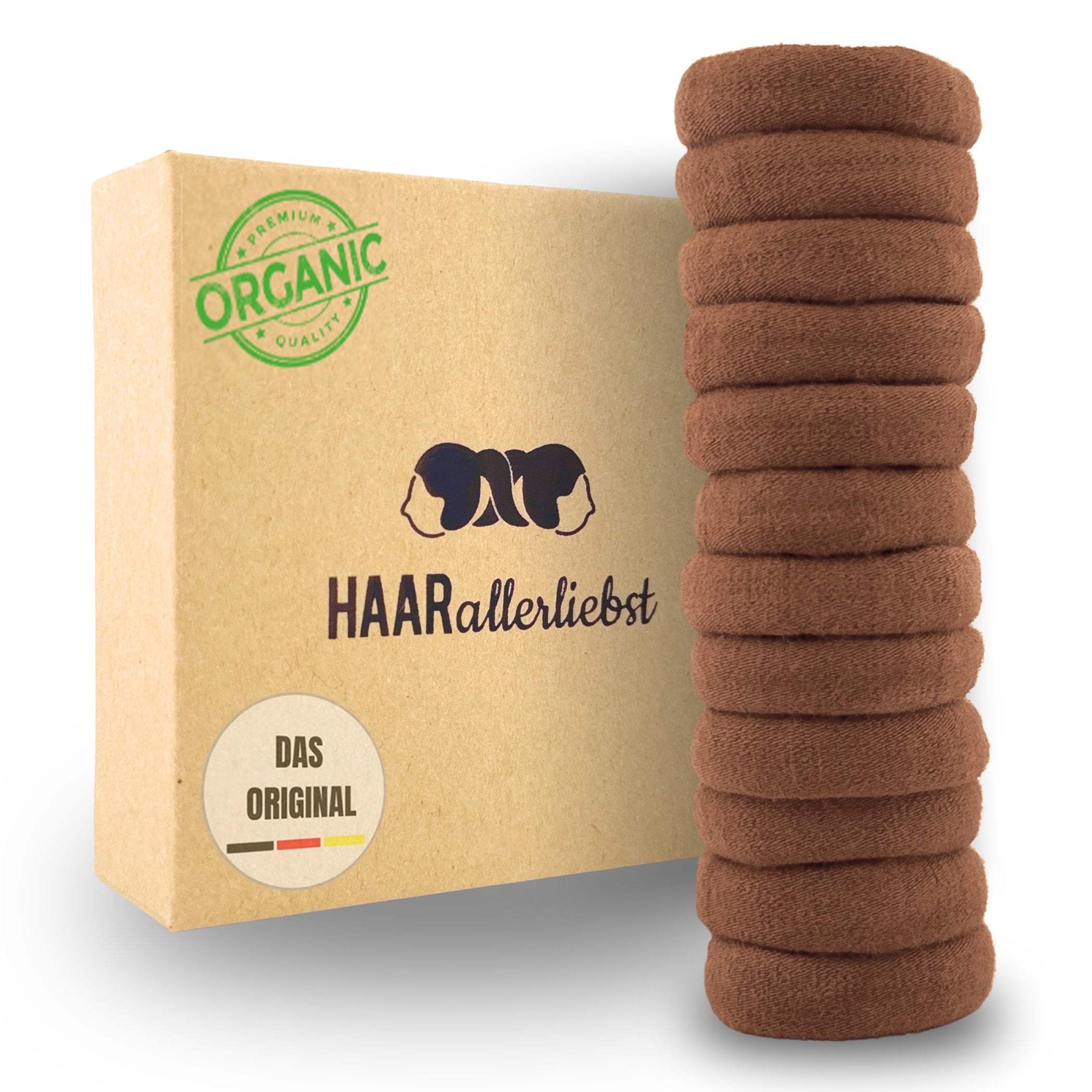 Haarallerliebst Haargummi Damen 12er Set – Haargummis soft ohne Metall aus Bio-Baumwolle & Naturkautschuk – Schonend zu Haar & Umwelt - HAARallerliebst