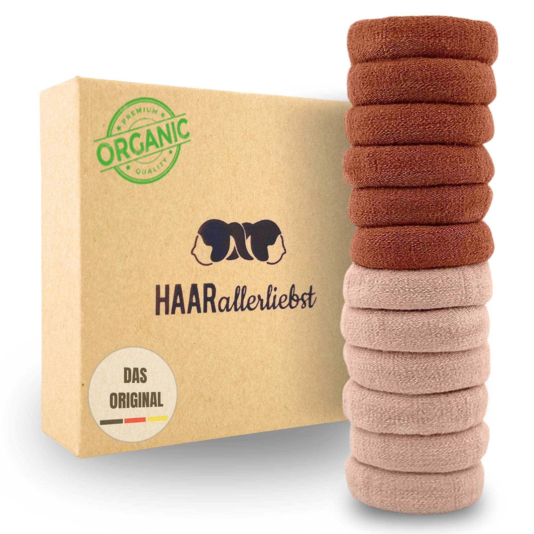 Haarallerliebst Haargummi Damen 12er Set – Haargummis soft ohne Metall aus Bio-Baumwolle & Naturkautschuk – Schonend zu Haar & Umwelt - HAARallerliebst