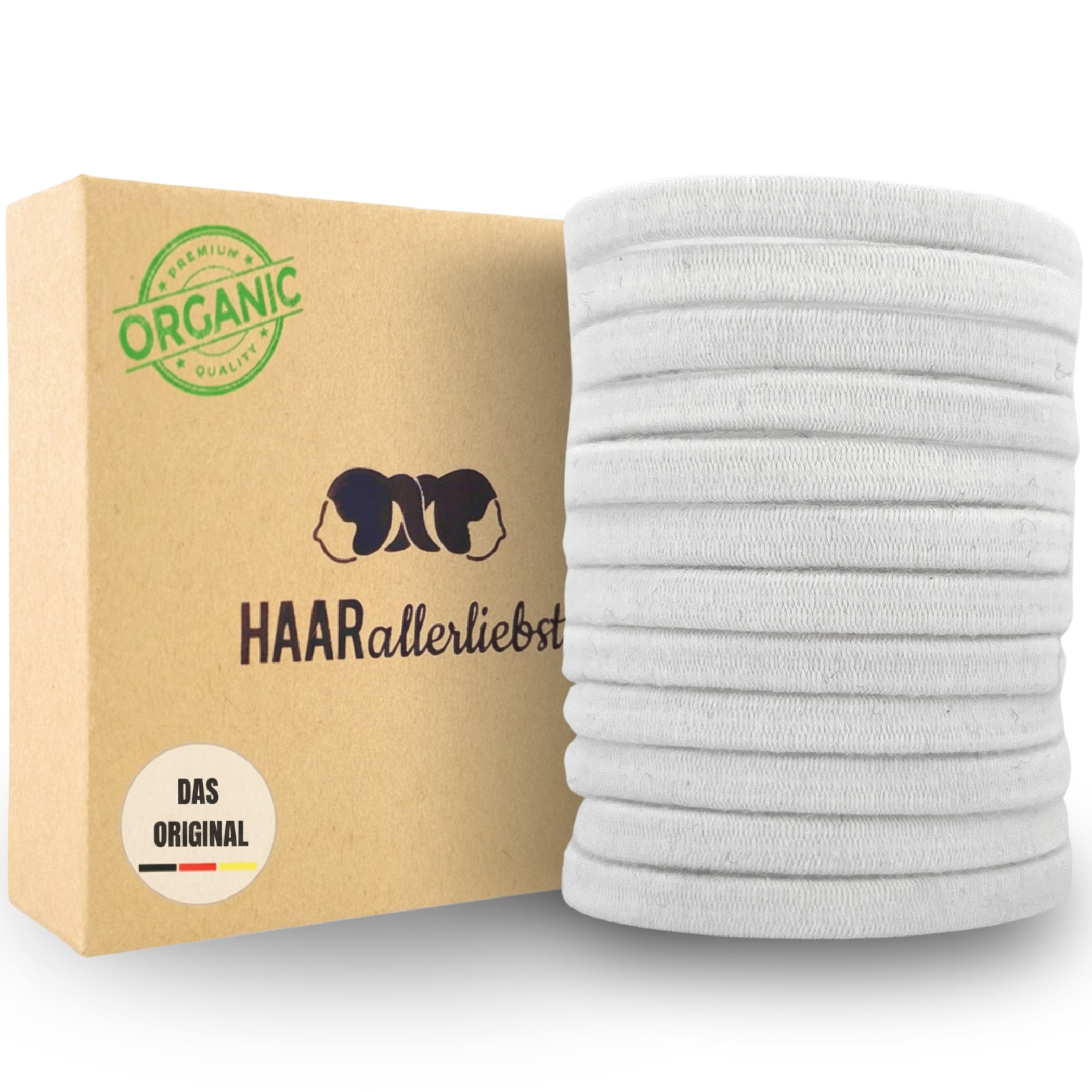 Haarallerliebst Haargummi Damen 12er Set – Haargummis flach ohne Metall aus Bio-Baumwolle & Naturkautschuk - HAARallerliebst