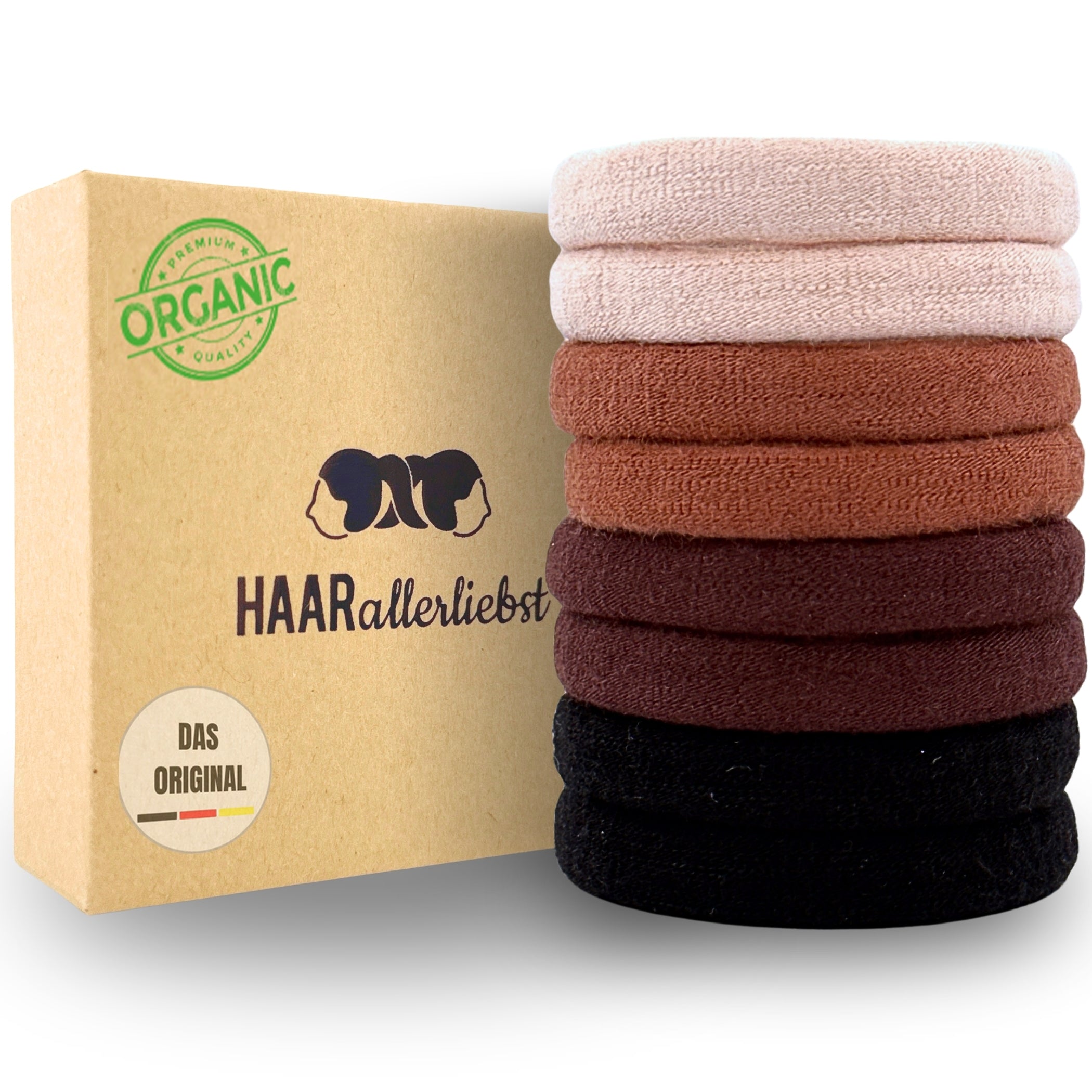 Haarallerliebst Haargummi Damen 8er Set – Haargummis soft ohne Metall aus Bio-Baumwolle - HAARallerliebst