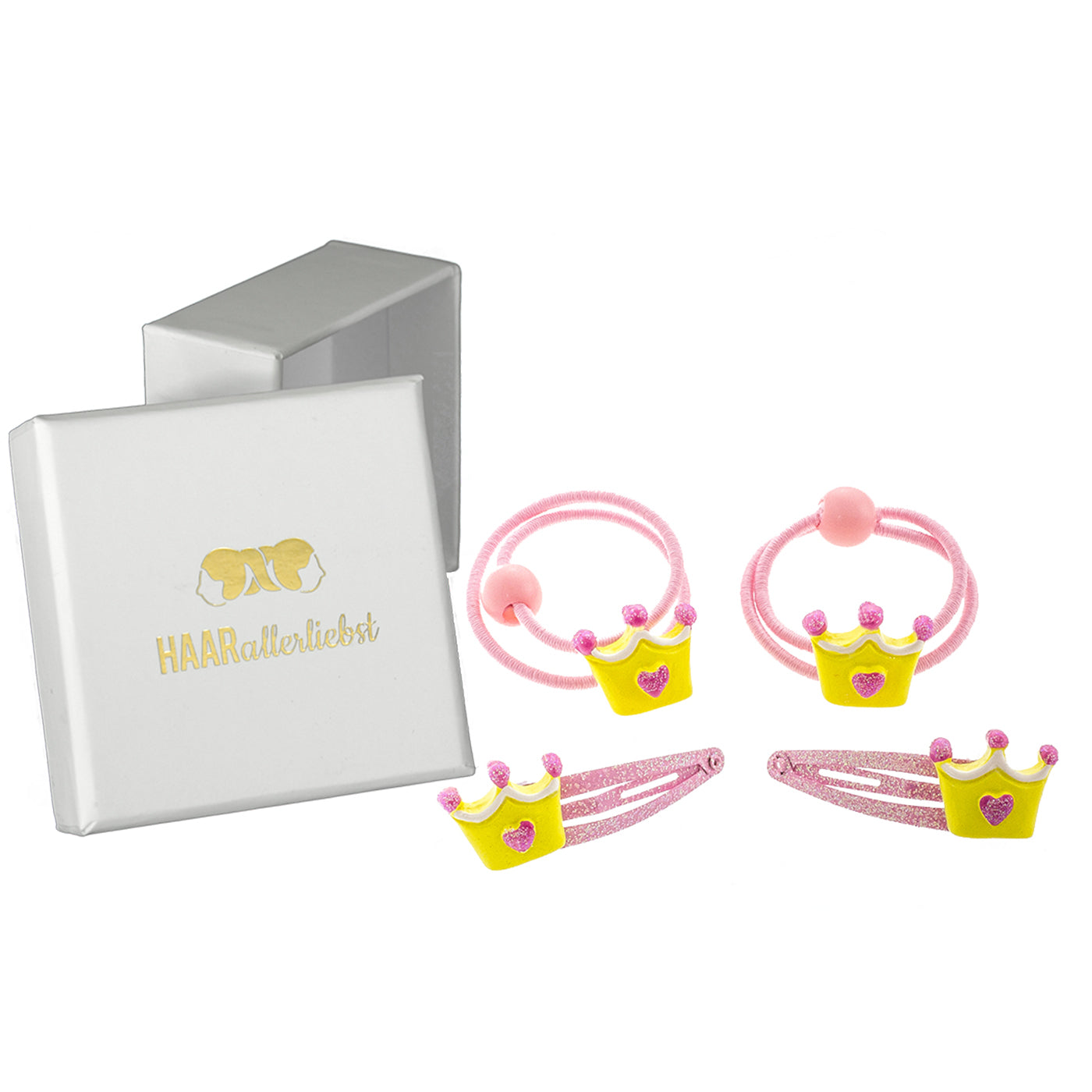 Haarschmuck Set Kronen (rosa | 4 Stück) - HAARallerliebst