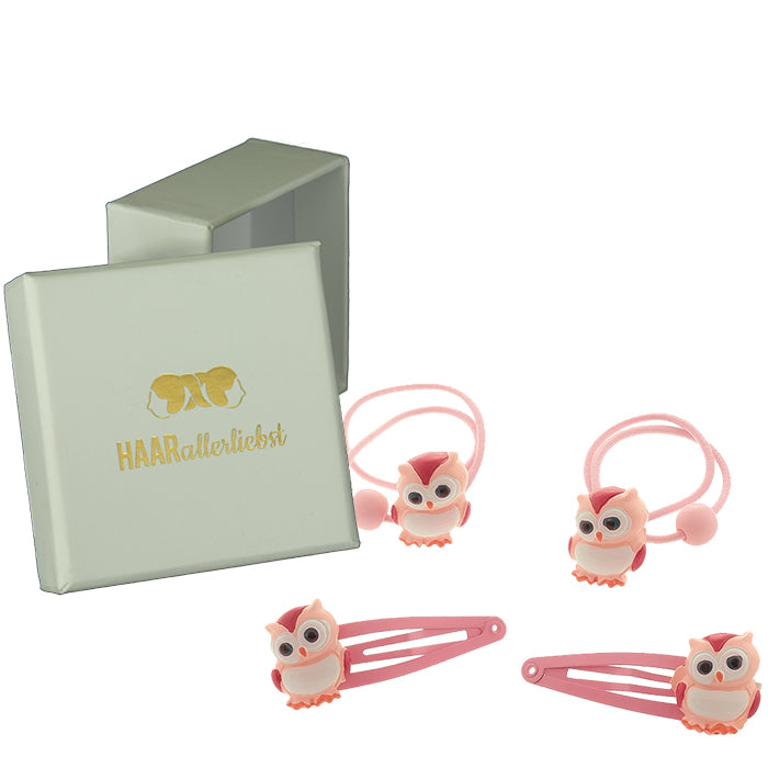 Haarschmuck Set Eulen (rosa | 4 Stück) - HAARallerliebst