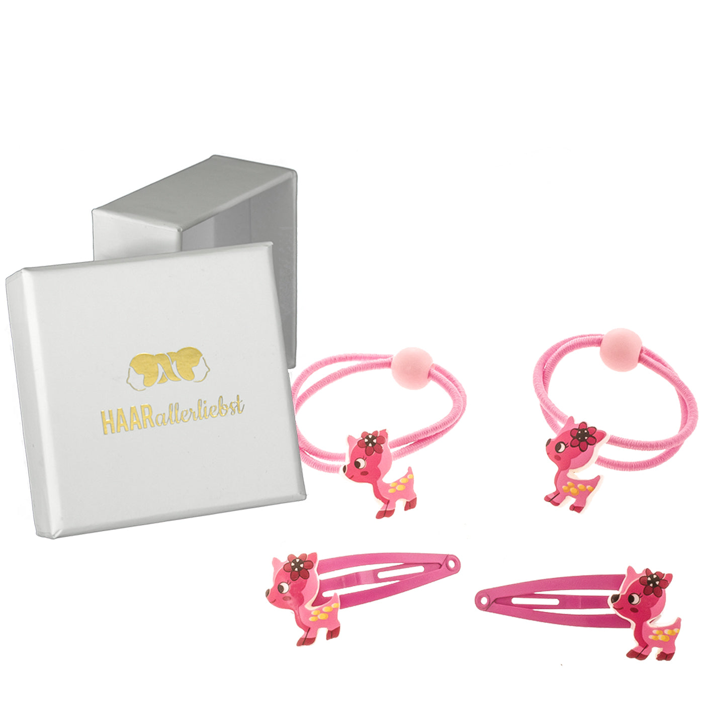 Haarschmuck Set Rehkitz (pink | 4 Stück) - HAARallerliebst