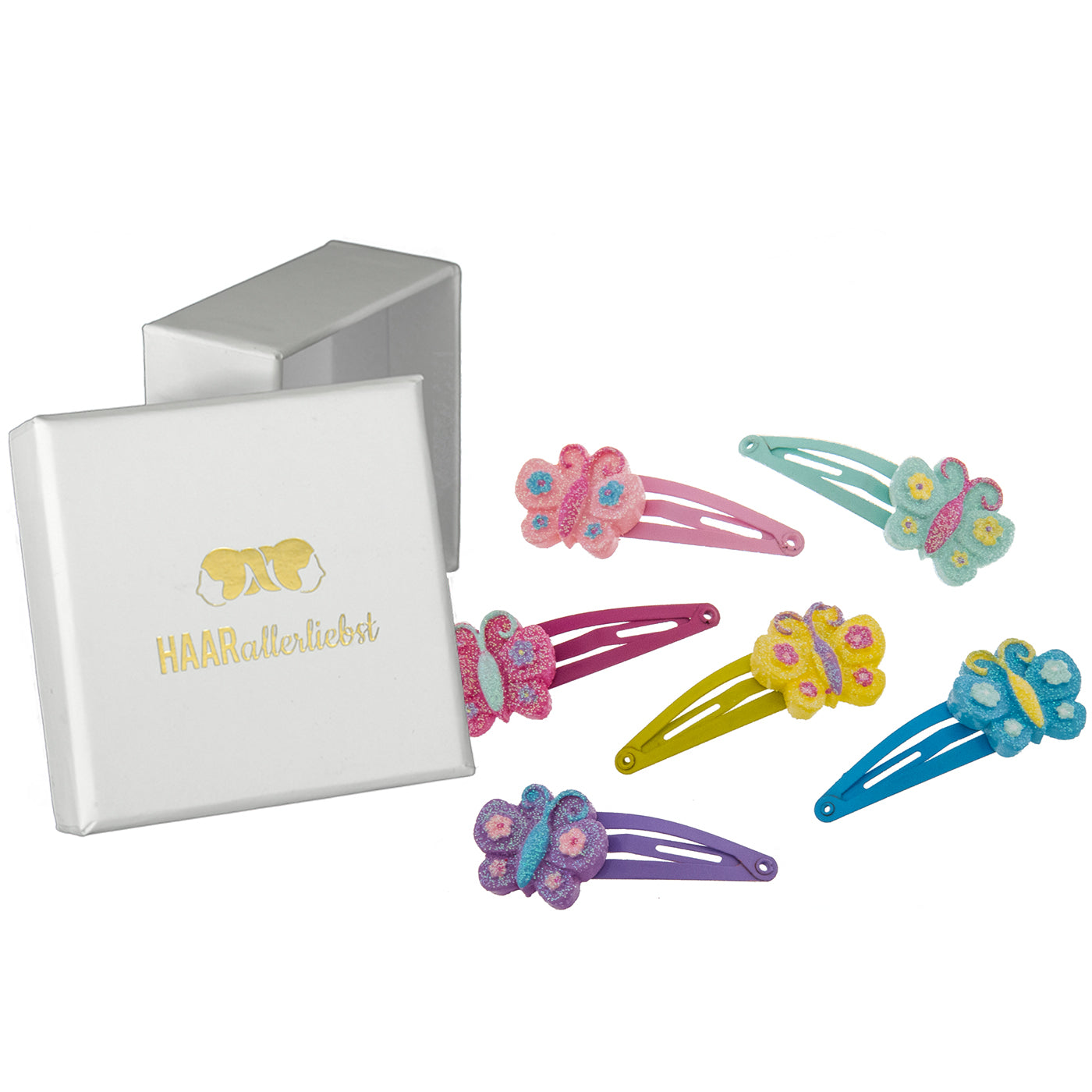 Haarspangen Set Schmetterlinge (glitzernd | 6 Stück) - HAARallerliebst