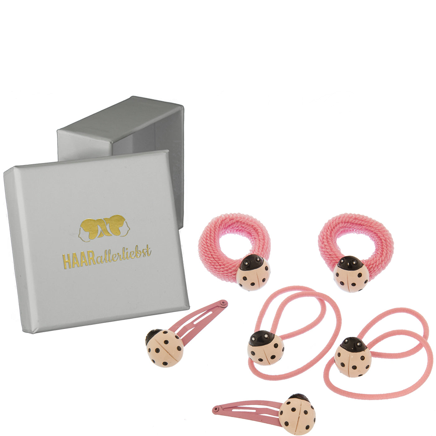 Haarschmuck Set Marienkäfer (rosa | 6 Stück) - HAARallerliebst