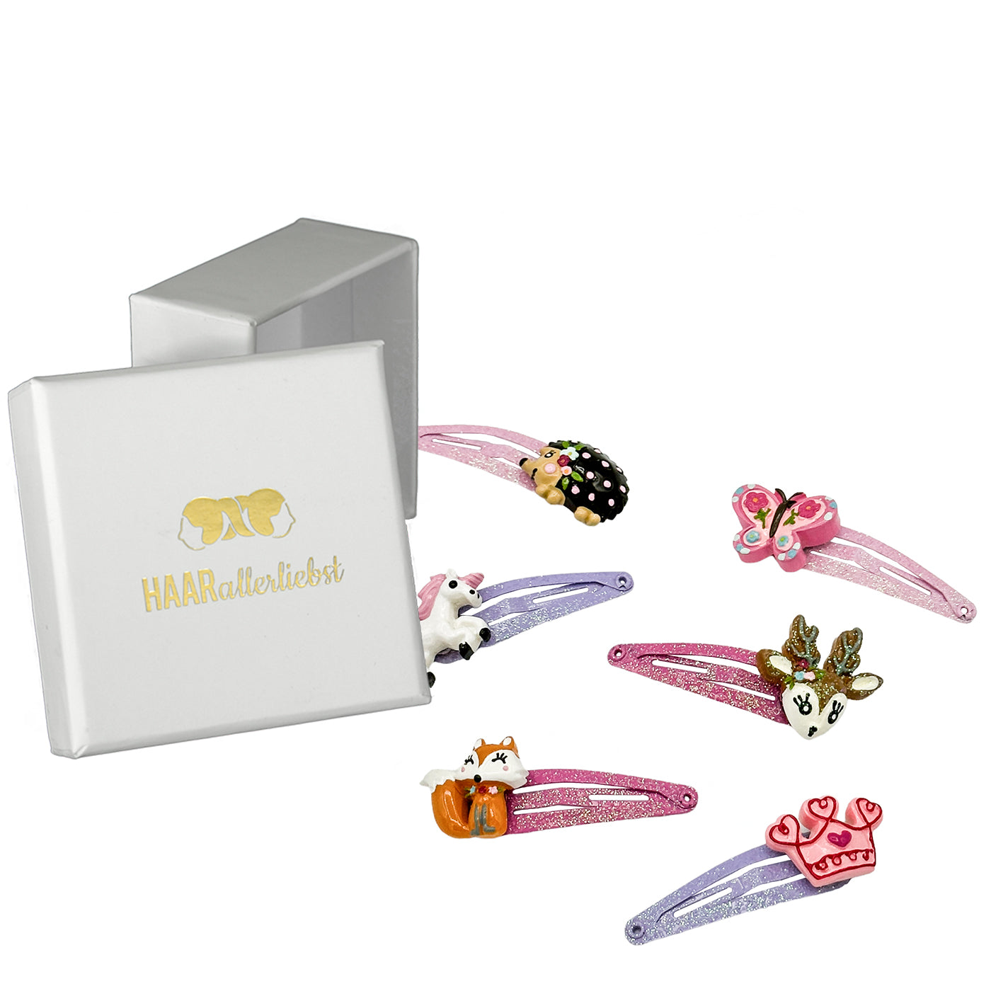 Haarspangen Set Tiere (Glitzer | 6 Stück) - HAARallerliebst