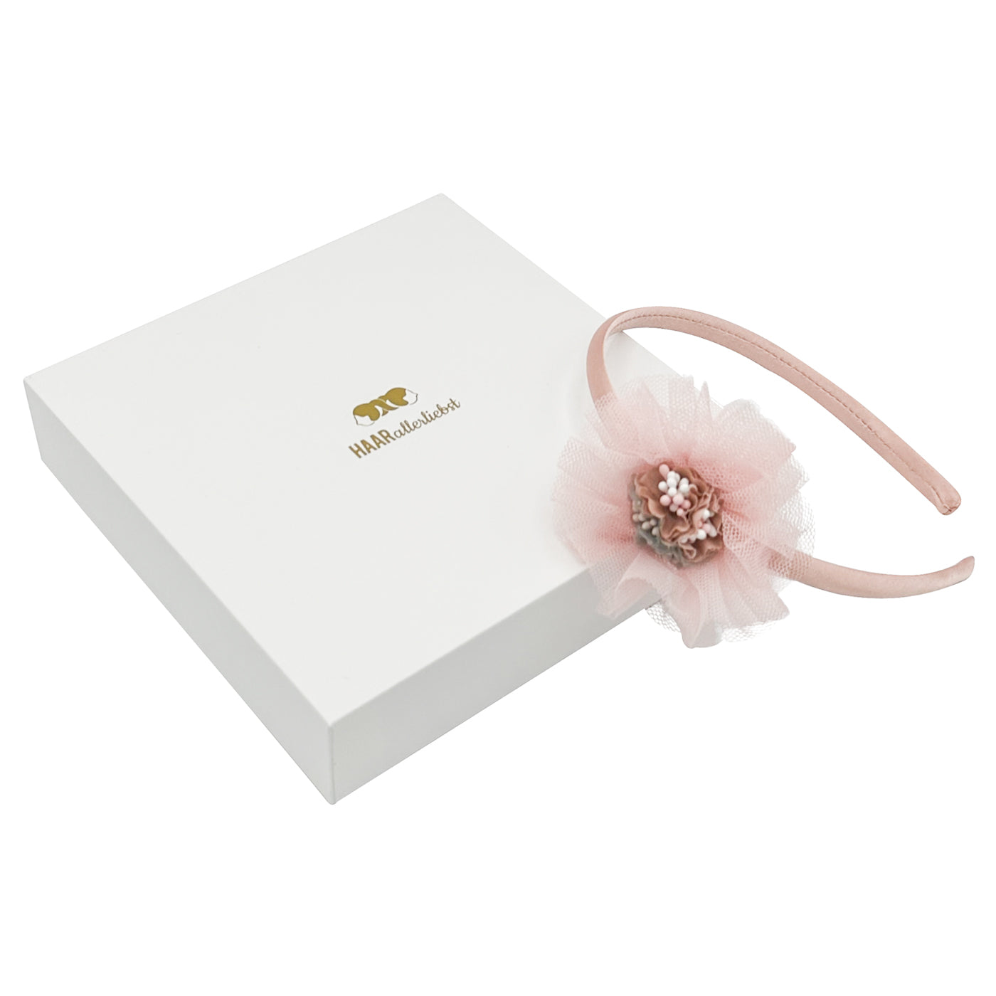 Haarreif (große Tüll Blume mit Perlen | rosa) - HAARallerliebst