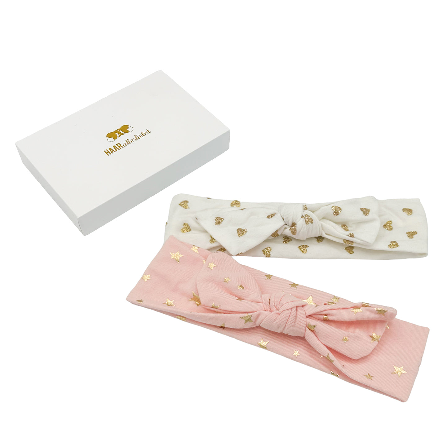 Haarbänder mit Gold (weiss rosa | 36cm) - HAARallerliebst