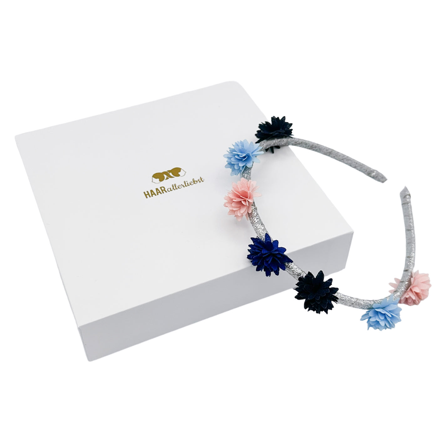 Haarreif (kleine Blumen | silber rosa blau) - HAARallerliebst