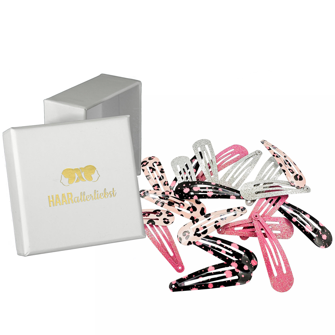Haarspangen (Leoprint Glitzer | 20 Stück | 5cm) - HAARallerliebst