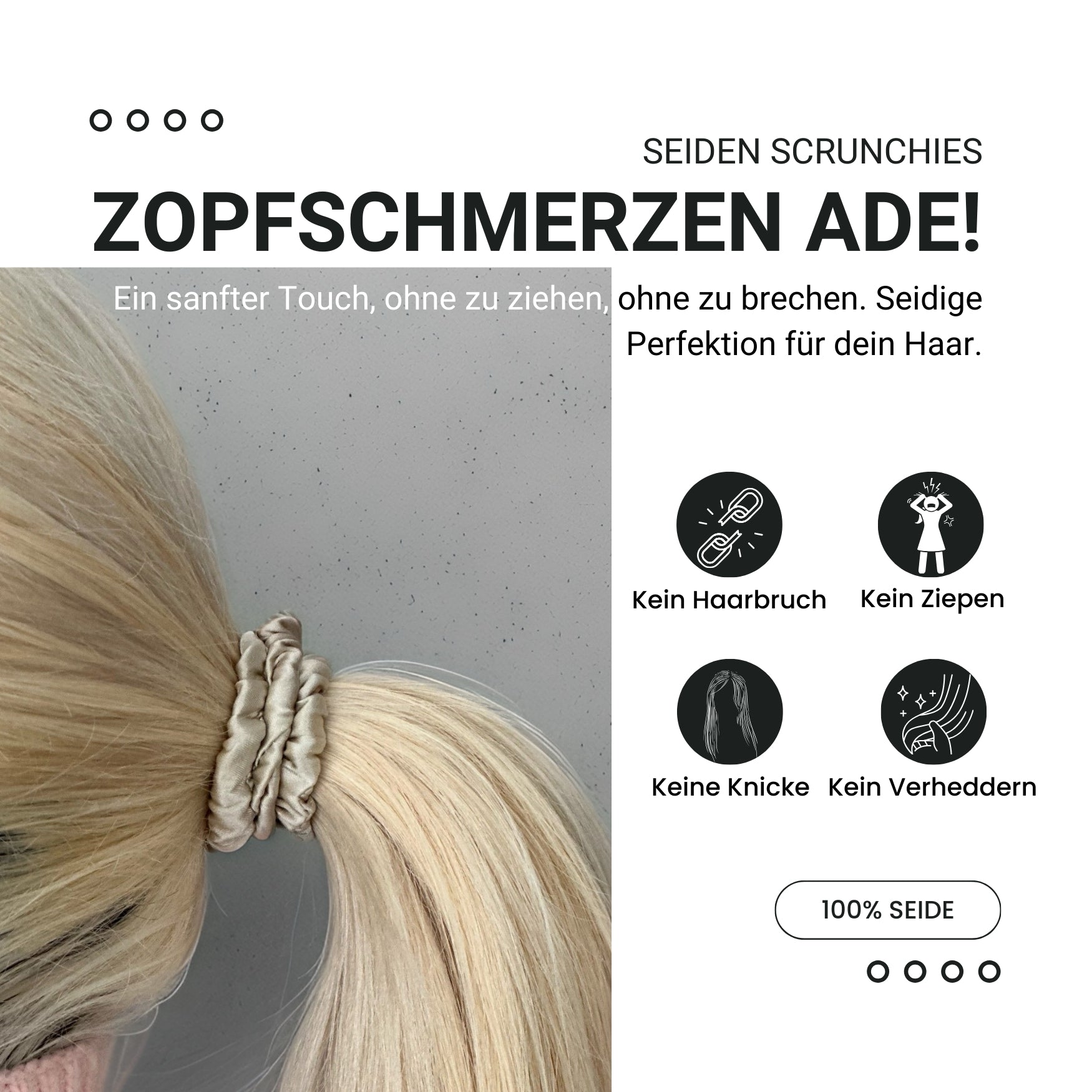 Seiden Scrunchies braun schwarz beige (dünn | 4 Stück) - HAARallerliebst