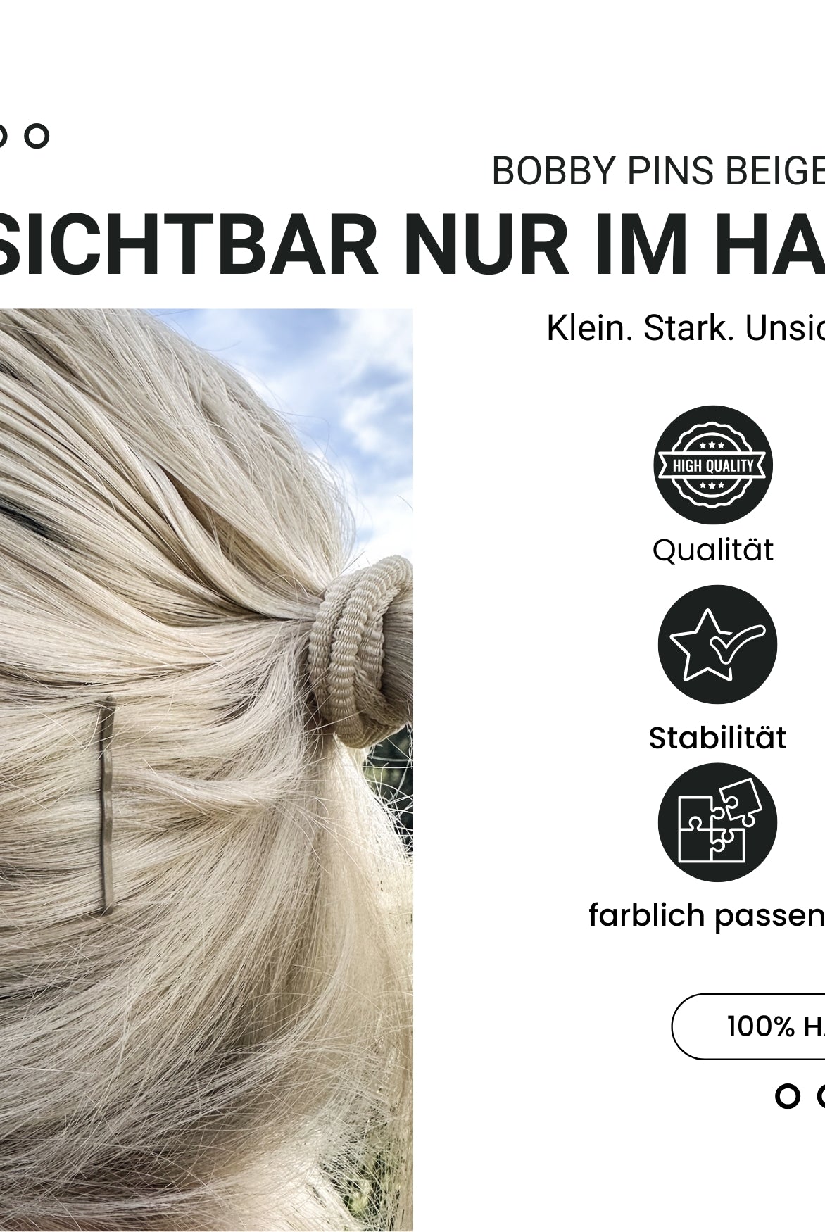 Bobby Pins mini (beige | 50 Stück | 34mm) - HAARallerliebst