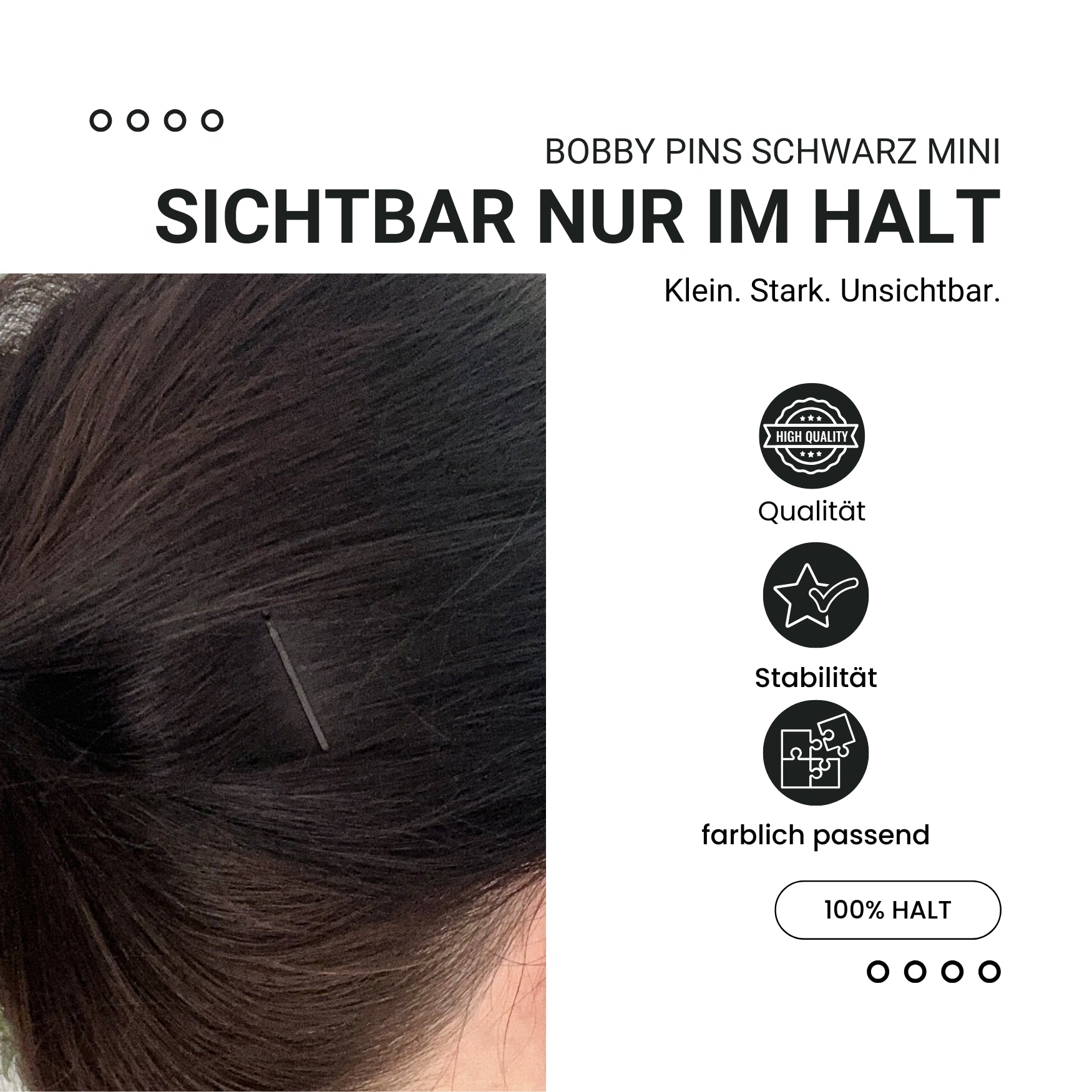 Mini Bobby Pins (schwarz | 50 Stück | 34mm) - HAARallerliebst