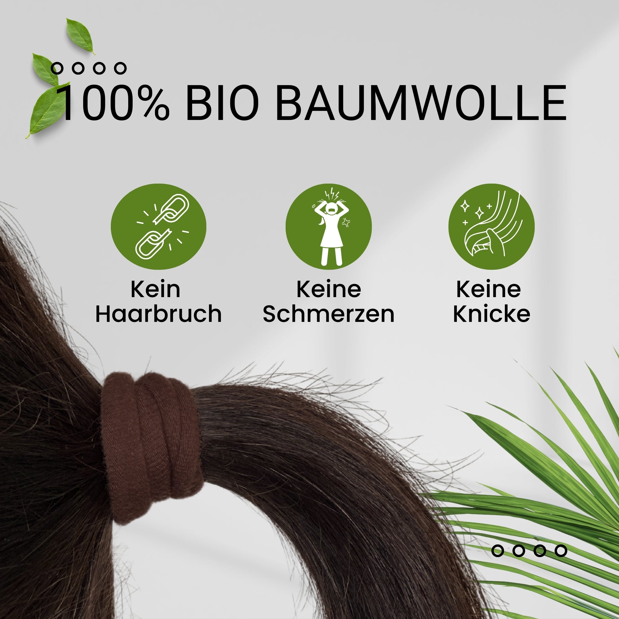 Haarallerliebst Haargummi Damen 12er Set – Haargummis soft ohne Metall aus Bio-Baumwolle & Naturkautschuk – Zopfgummi dunkelbraun für starken Halt – Schonend zu Haar & Umwelt - HAARallerliebst