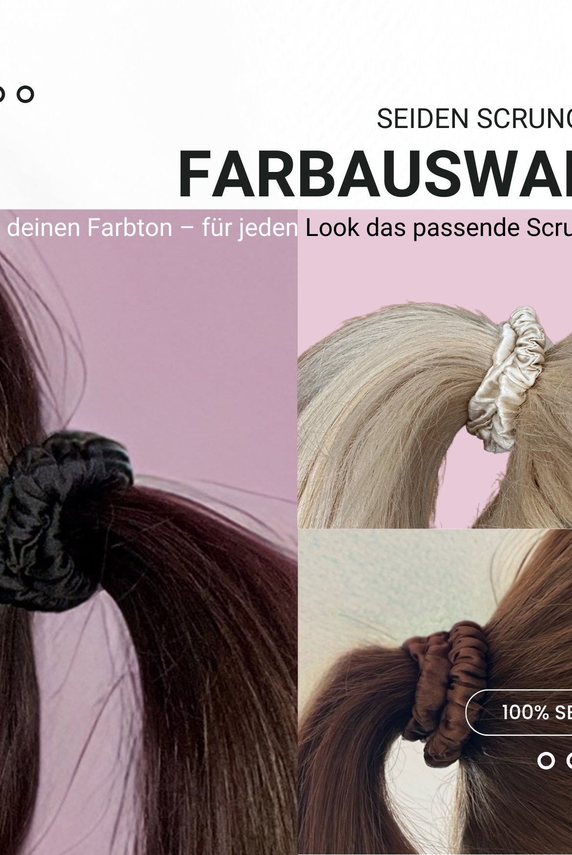 Seiden Scrunchies braun schwarz beige (dünn | 4 Stück) - HAARallerliebst