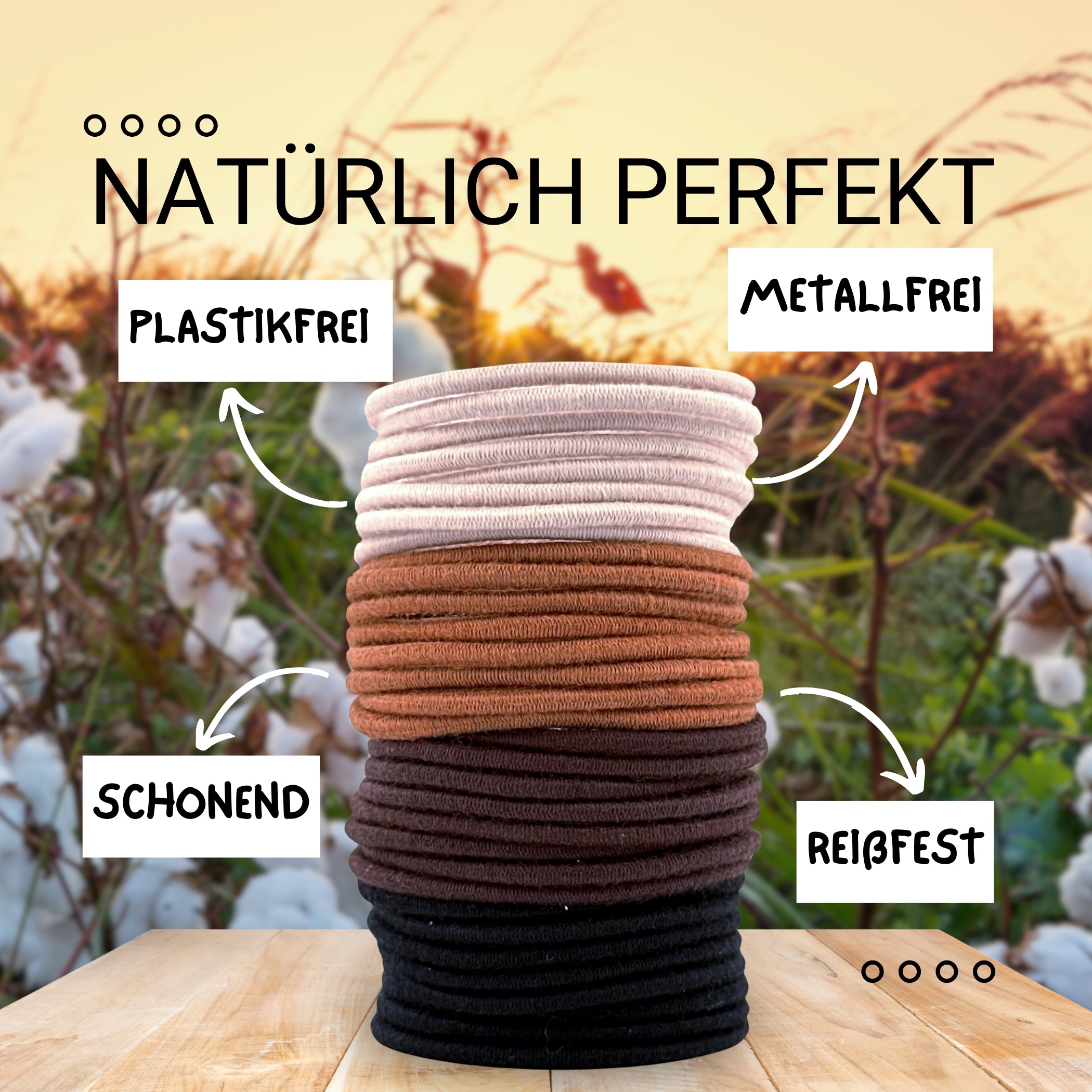 Haarallerliebst Haargummi Damen 30er Set – Haargummis soft ohne Metall aus Bio-Baumwolle & Naturkautschuk - HAARallerliebst