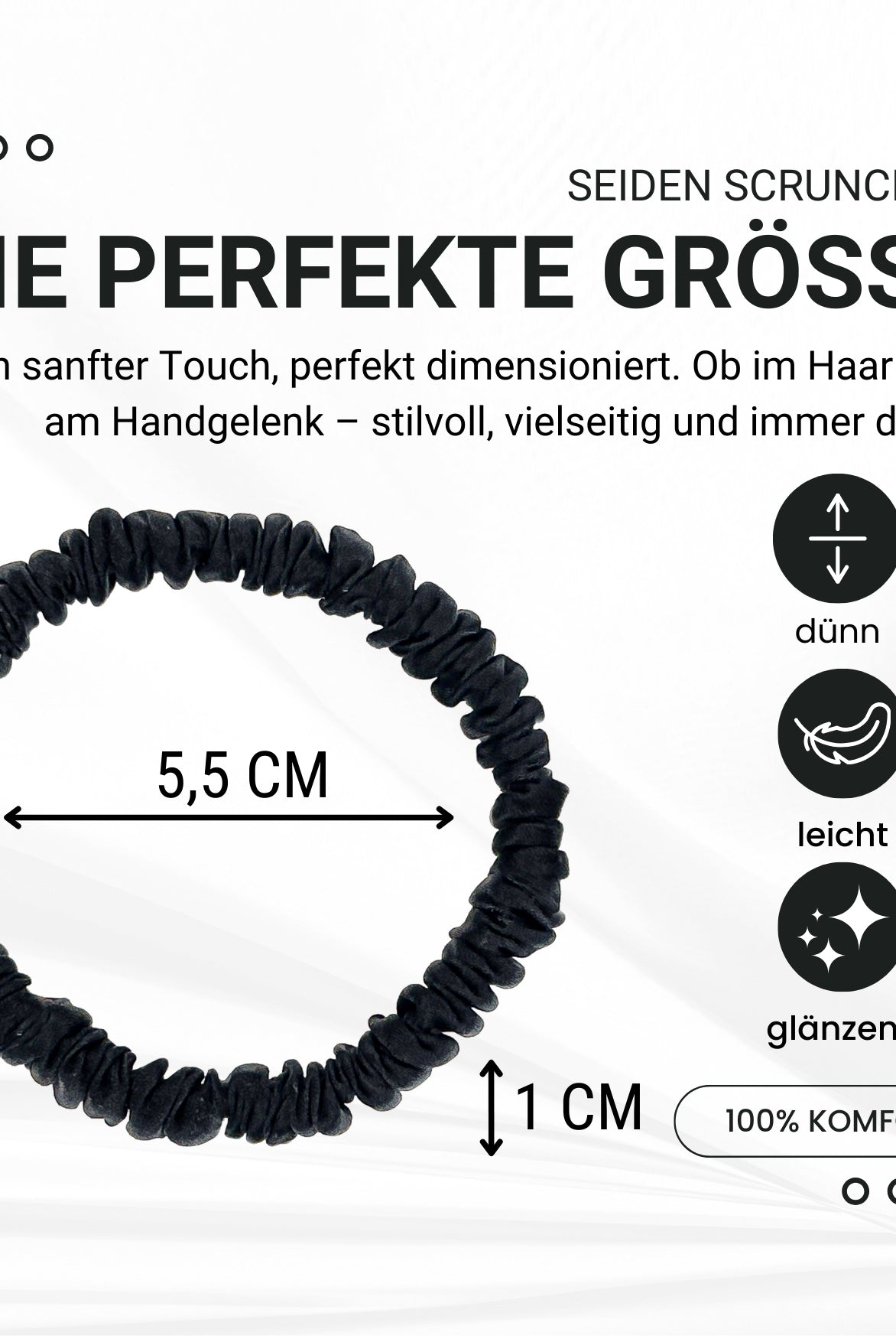 Seiden Scrunchies schwarz (dünn | 4 Stück) - HAARallerliebst