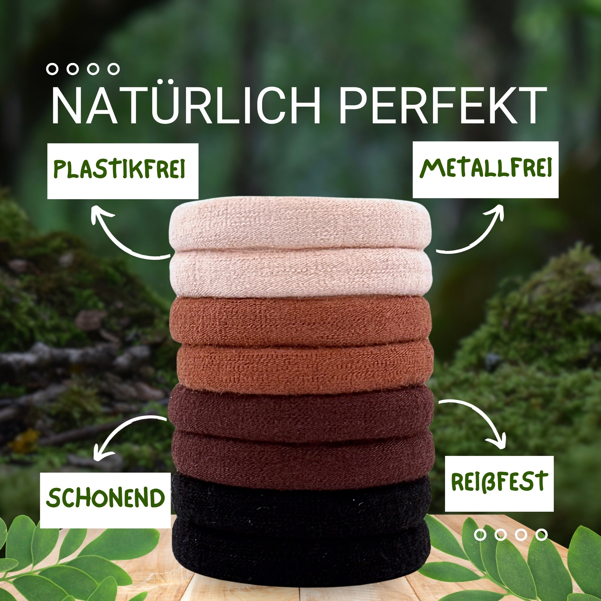 Haarallerliebst Haargummi Damen 8er Set – Haargummis soft ohne Metall aus Bio-Baumwolle - HAARallerliebst