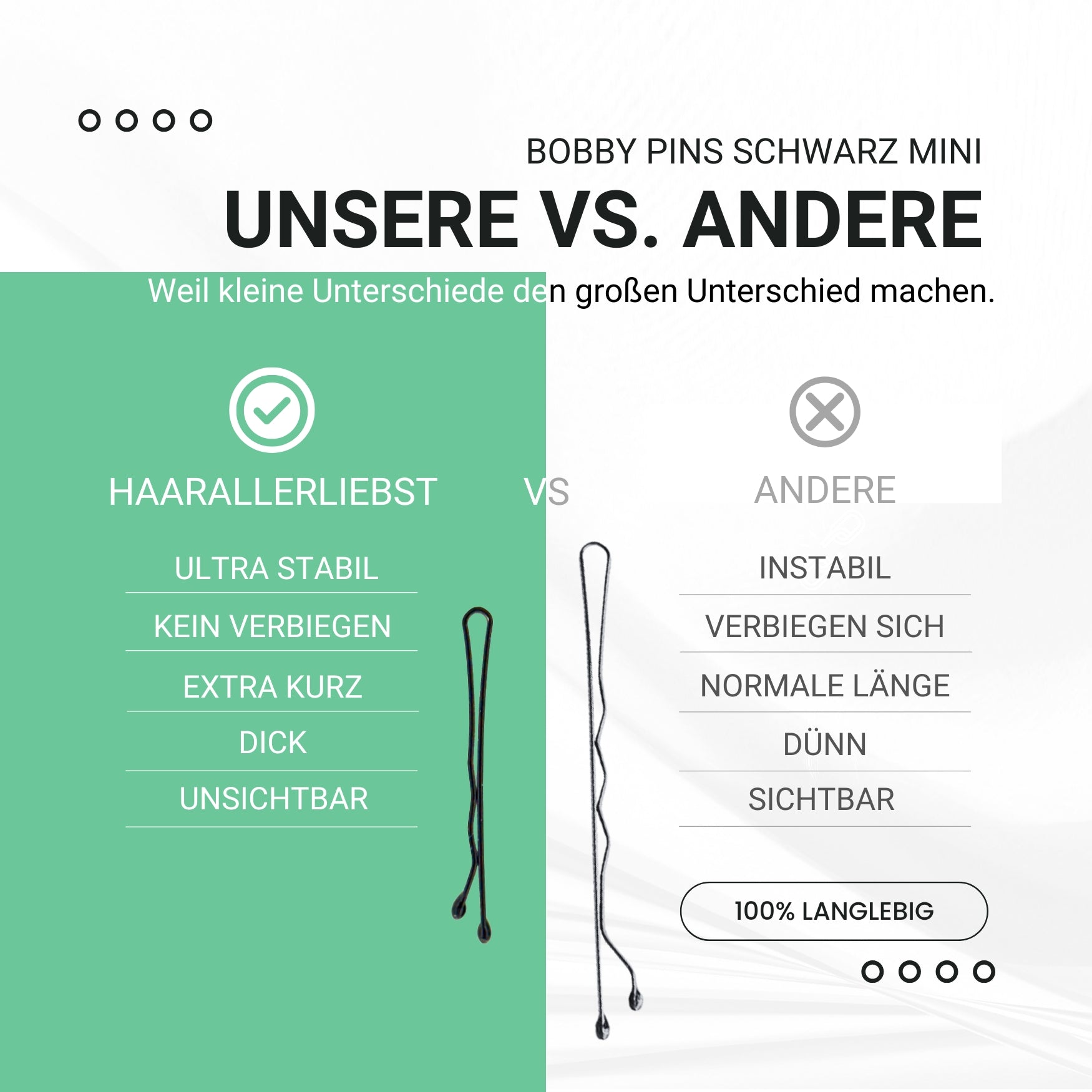 Mini Bobby Pins (schwarz | 50 Stück | 34mm) - HAARallerliebst