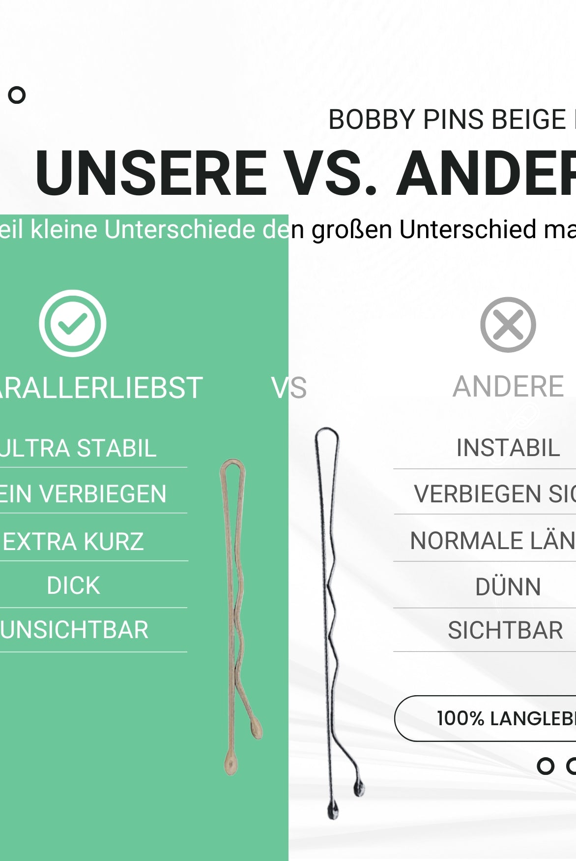 Bobby Pins mini (beige | 50 Stück | 34mm) - HAARallerliebst