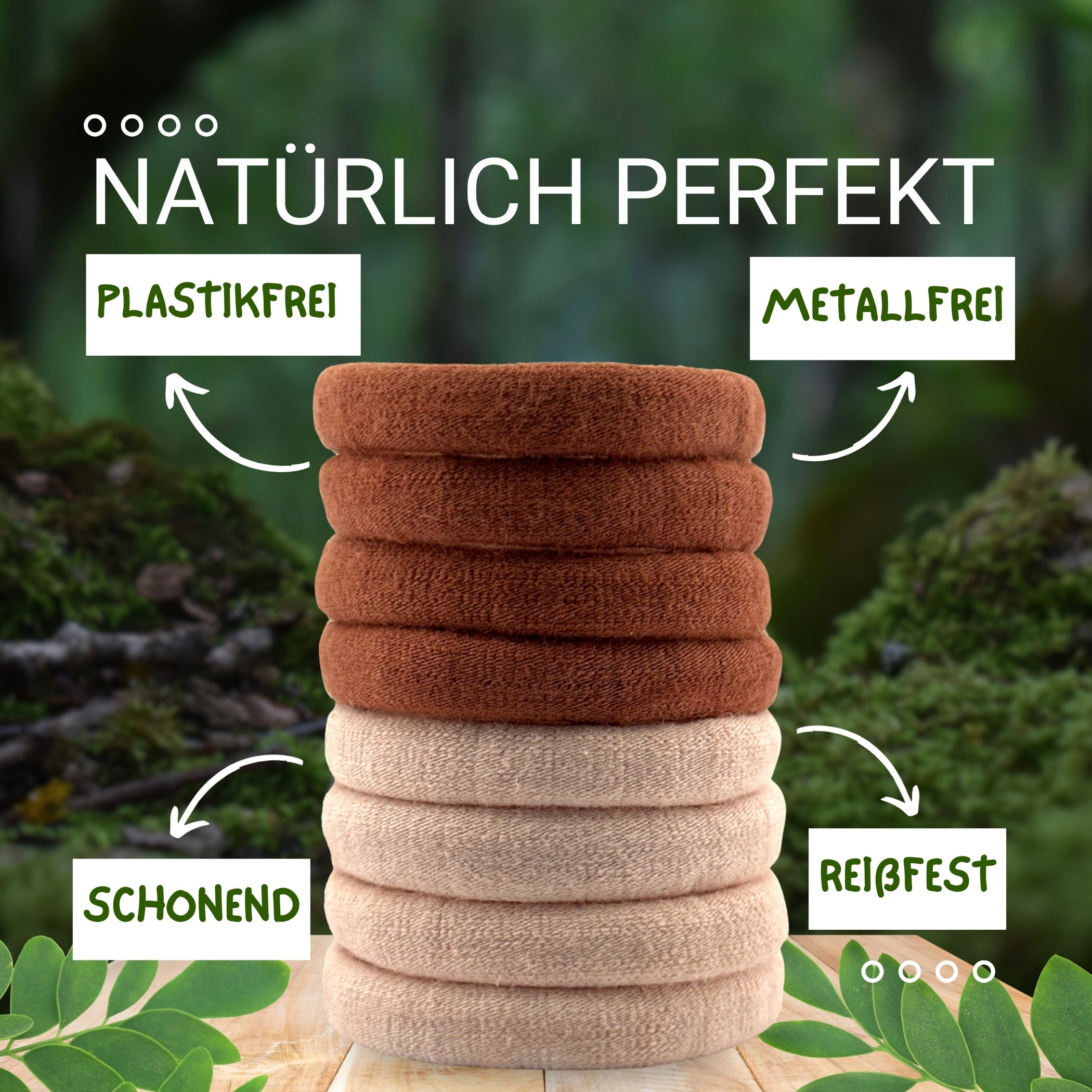 Haarallerliebst Haargummi Damen 8er Set – Haargummis soft ohne Metall aus Bio-Baumwolle - HAARallerliebst