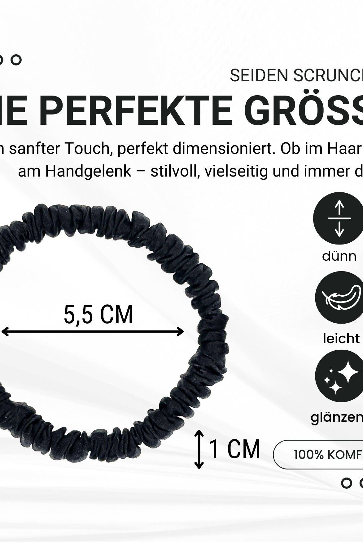 Seiden Scrunchies braun schwarz beige (dünn | 4 Stück) - HAARallerliebst