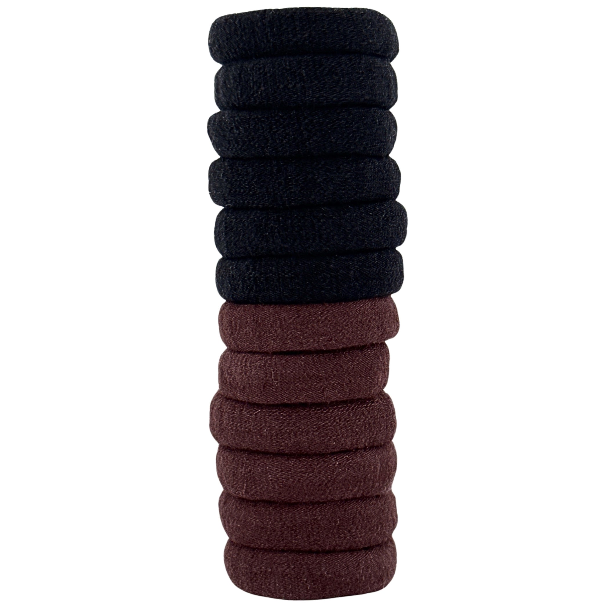 Haarallerliebst Haargummi Damen 12er Set – Haargummis soft ohne Metall aus Bio-Baumwolle & Naturkautschuk – Zopfgummi dunkelbraun für starken Halt – Schonend zu Haar & Umwelt - HAARallerliebst