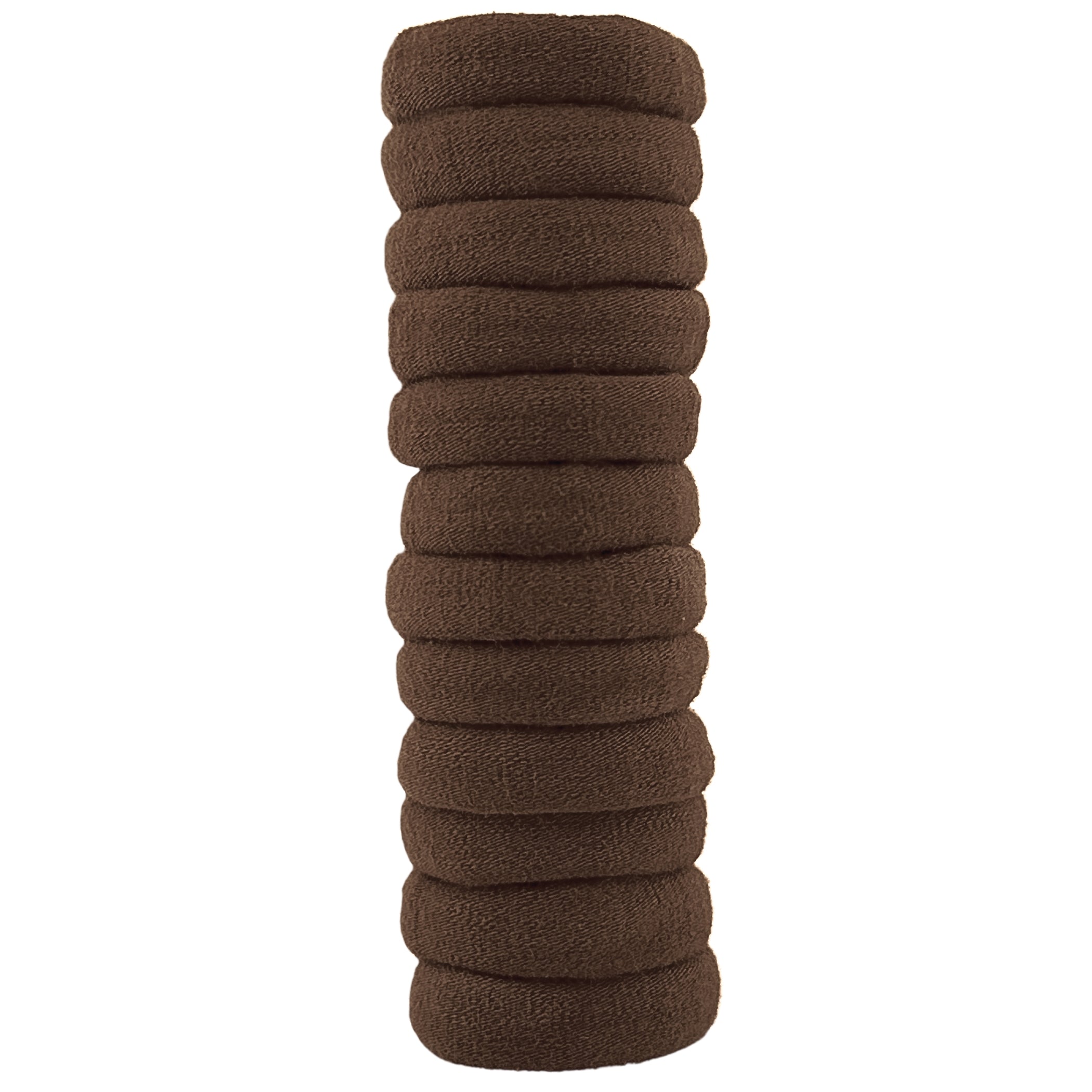 Haarallerliebst Haargummi Damen 12er Set – Haargummis soft ohne Metall aus Bio-Baumwolle & Naturkautschuk – Zopfgummi dunkelbraun für starken Halt – Schonend zu Haar & Umwelt - HAARallerliebst